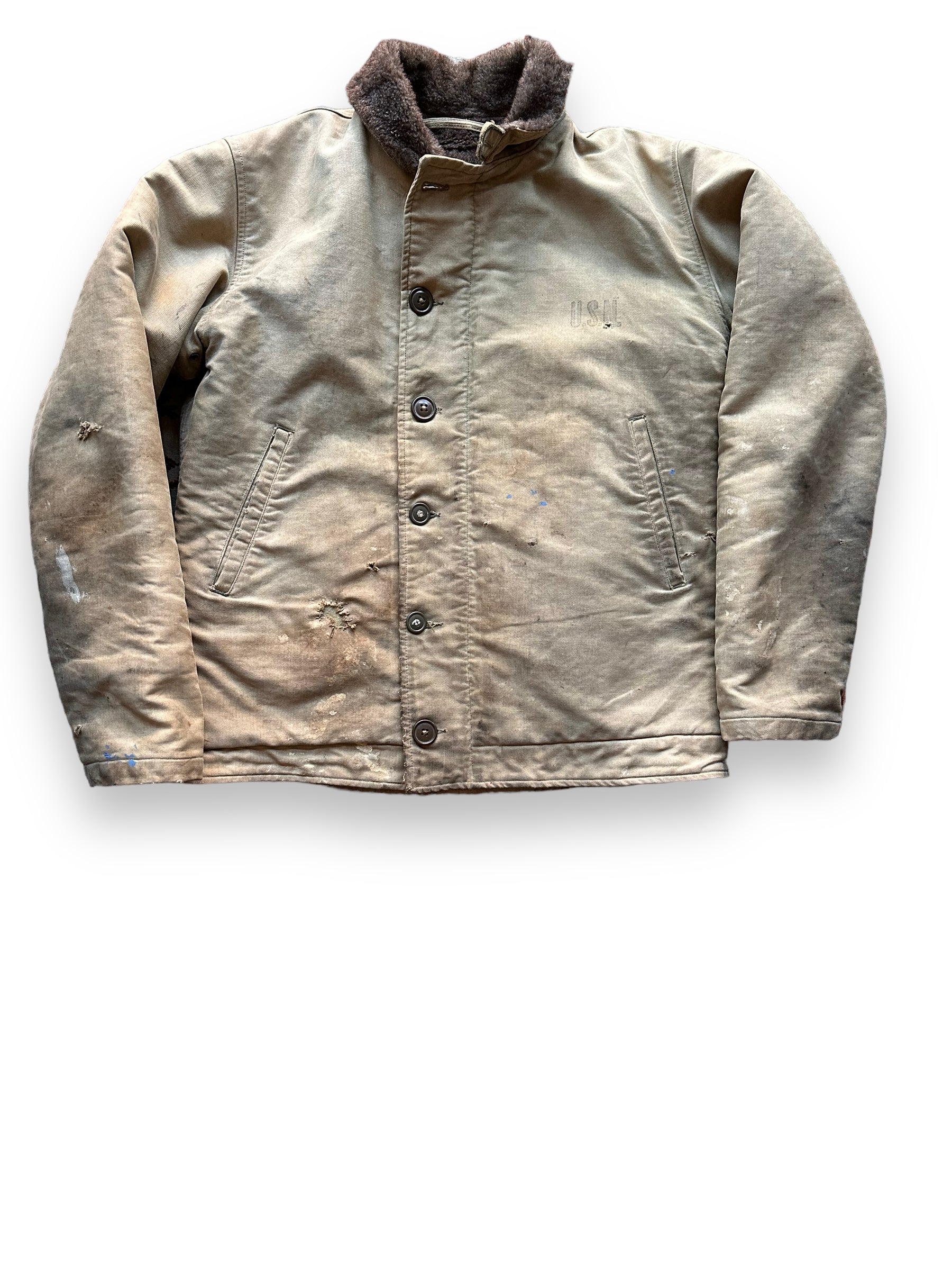 Vintage Stenciled USS Shangri La WWII N-1 Deck Jacket SZ 38 | Vintage – The  Barn Owl Vintage Goods