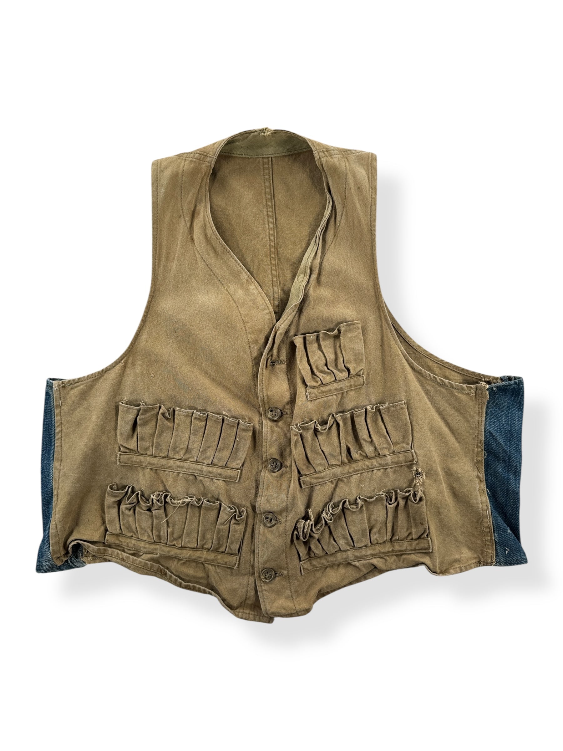 Front of 40s Era Hunting Vest w/ Denim Alterations SZ M