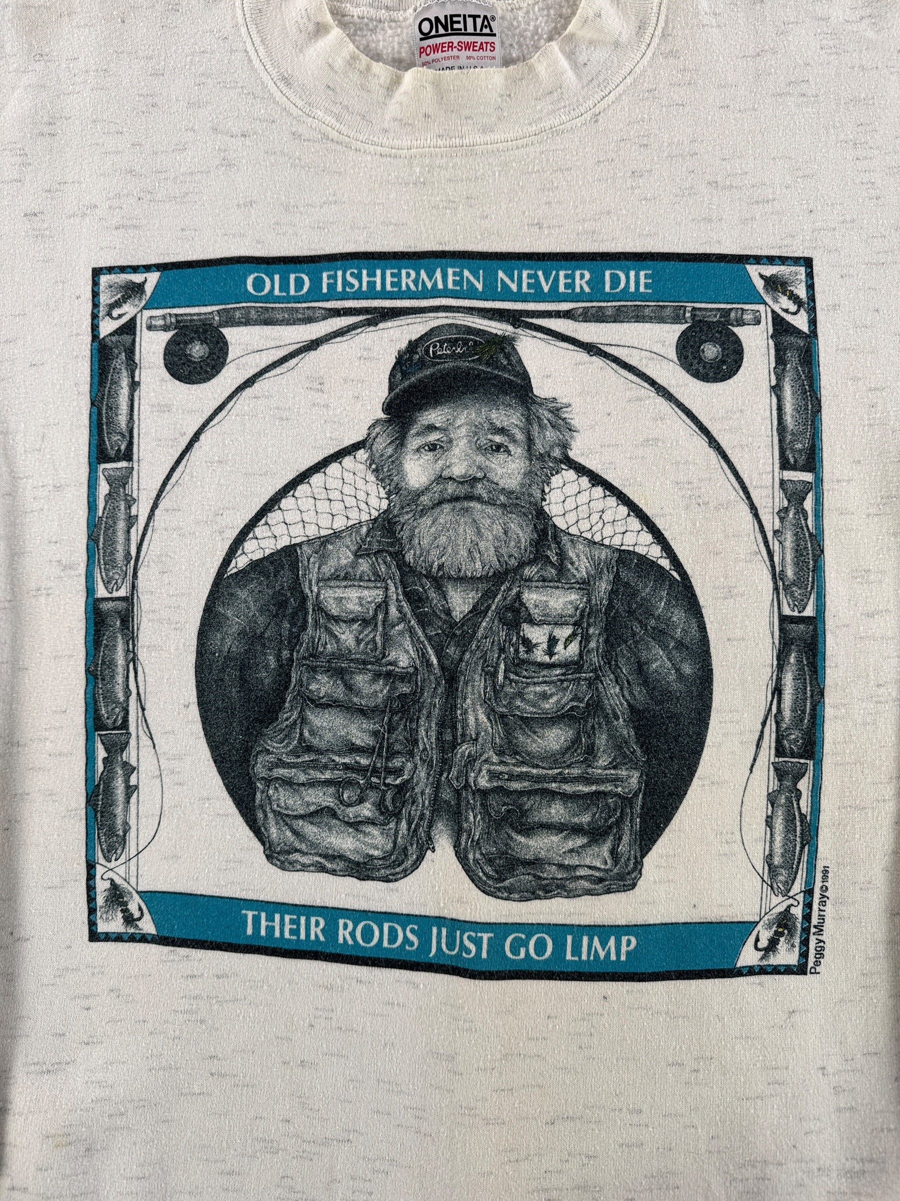 Graphic of Vintage 90s Fisherman Crewneck SZ L (Fits M)