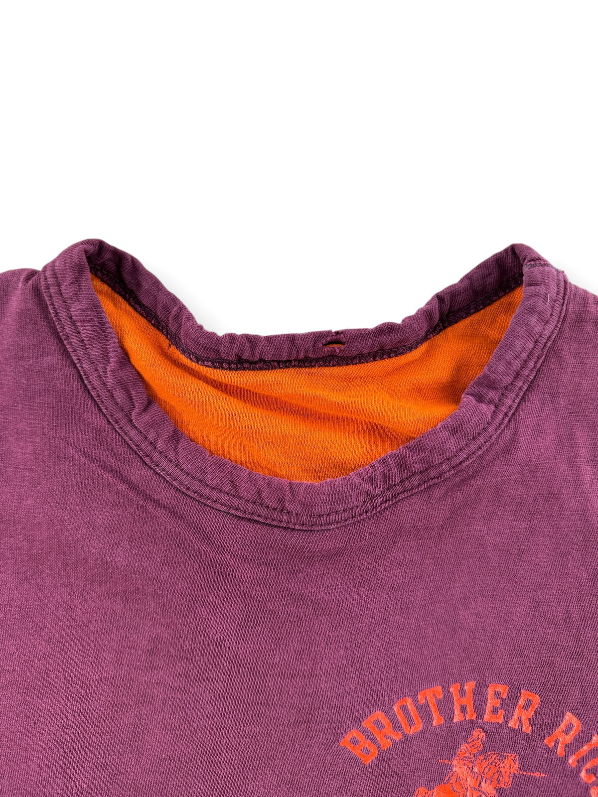 Collar on Vintage Champion Blue Bar Burgundy Reversible Tee SZ M