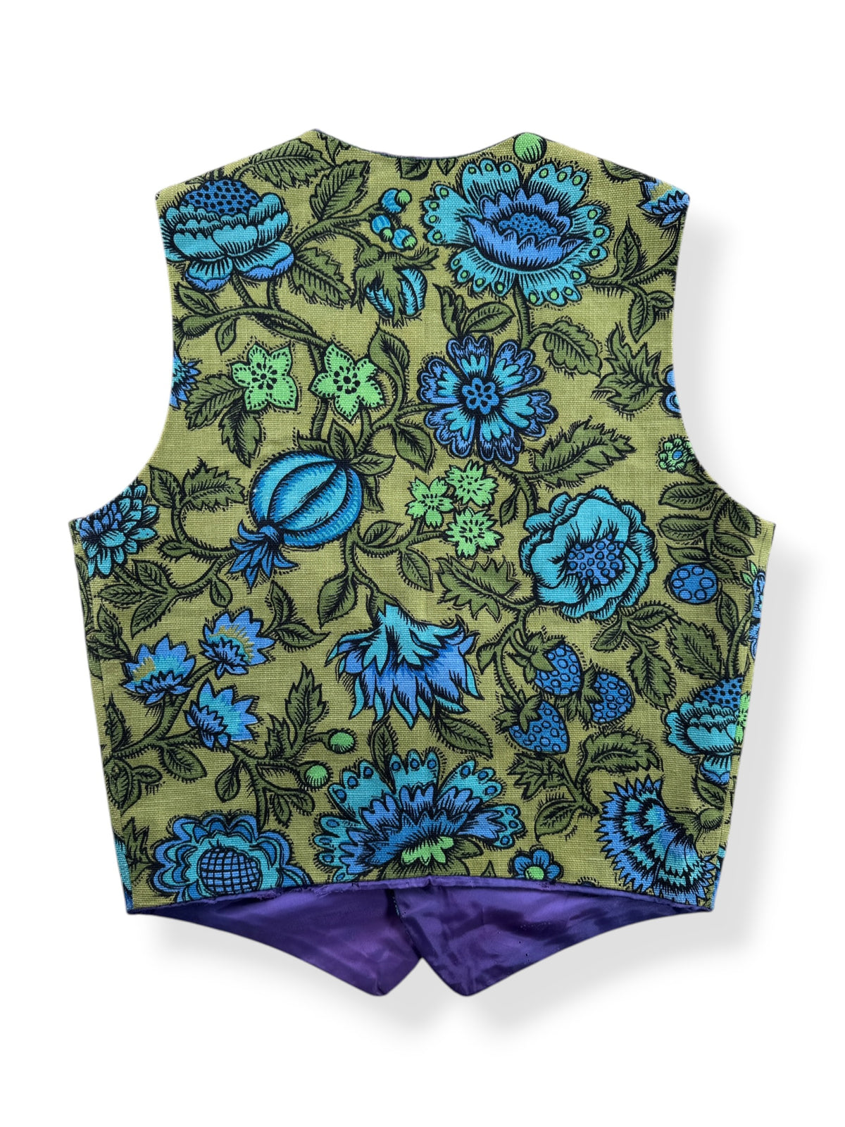 Back of Vintage Floral Tapestry Vest SZ M - AS IS