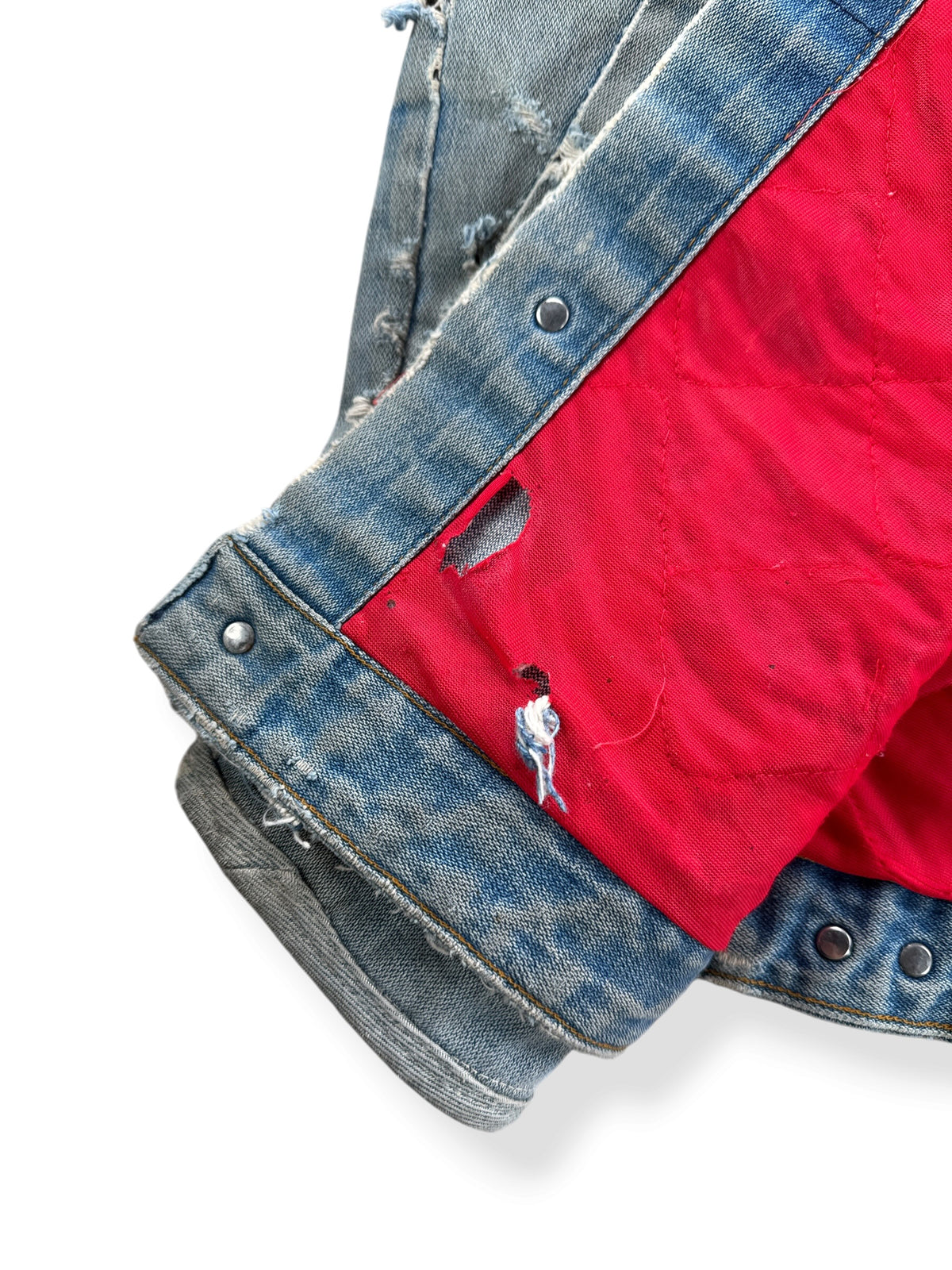 Ware on inner lining of Vintage 70s Faded Key Denim Jacket SZ L