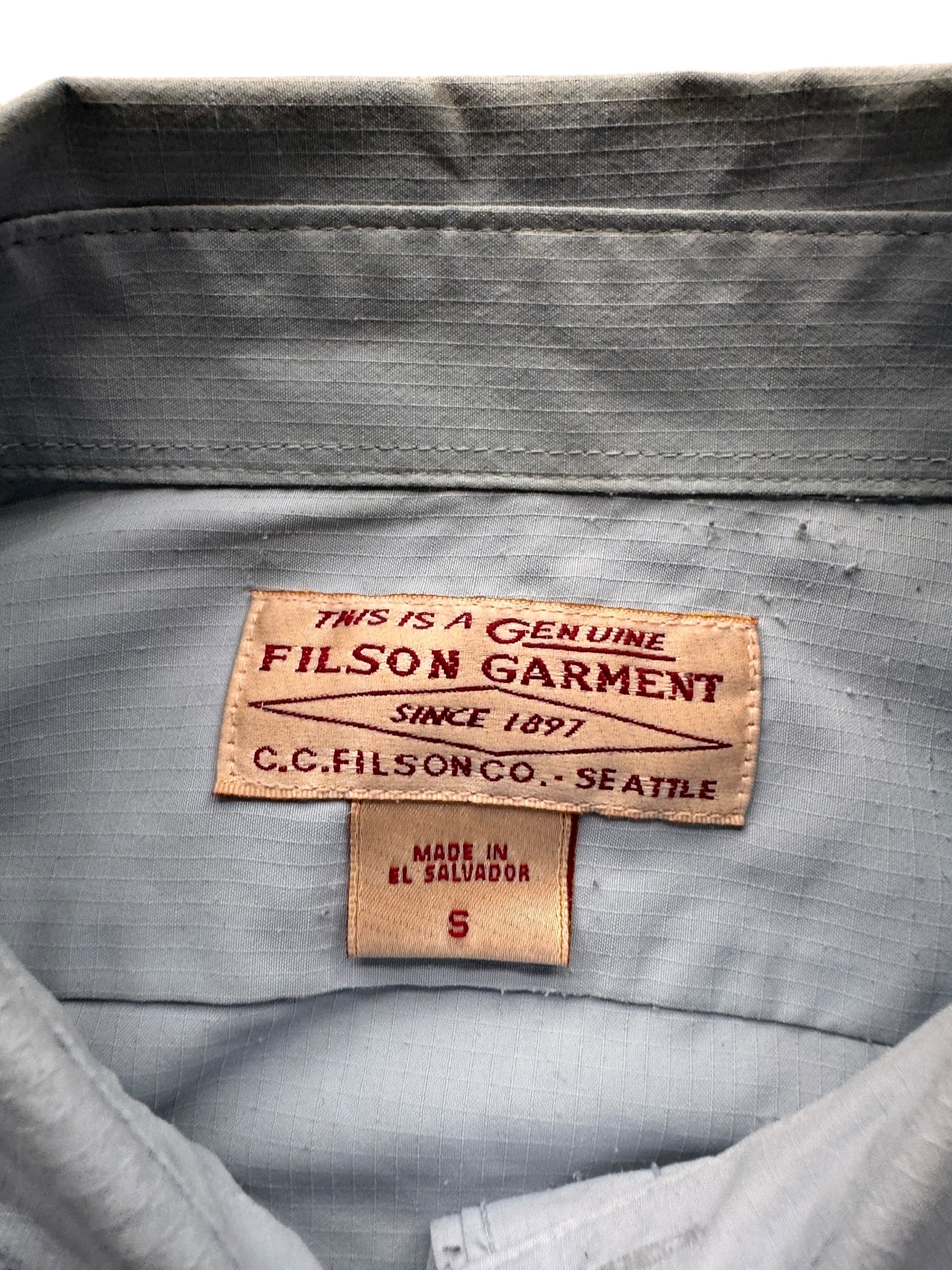 Tag on Filson Lightweight Poly Nylon Shirt SZ S