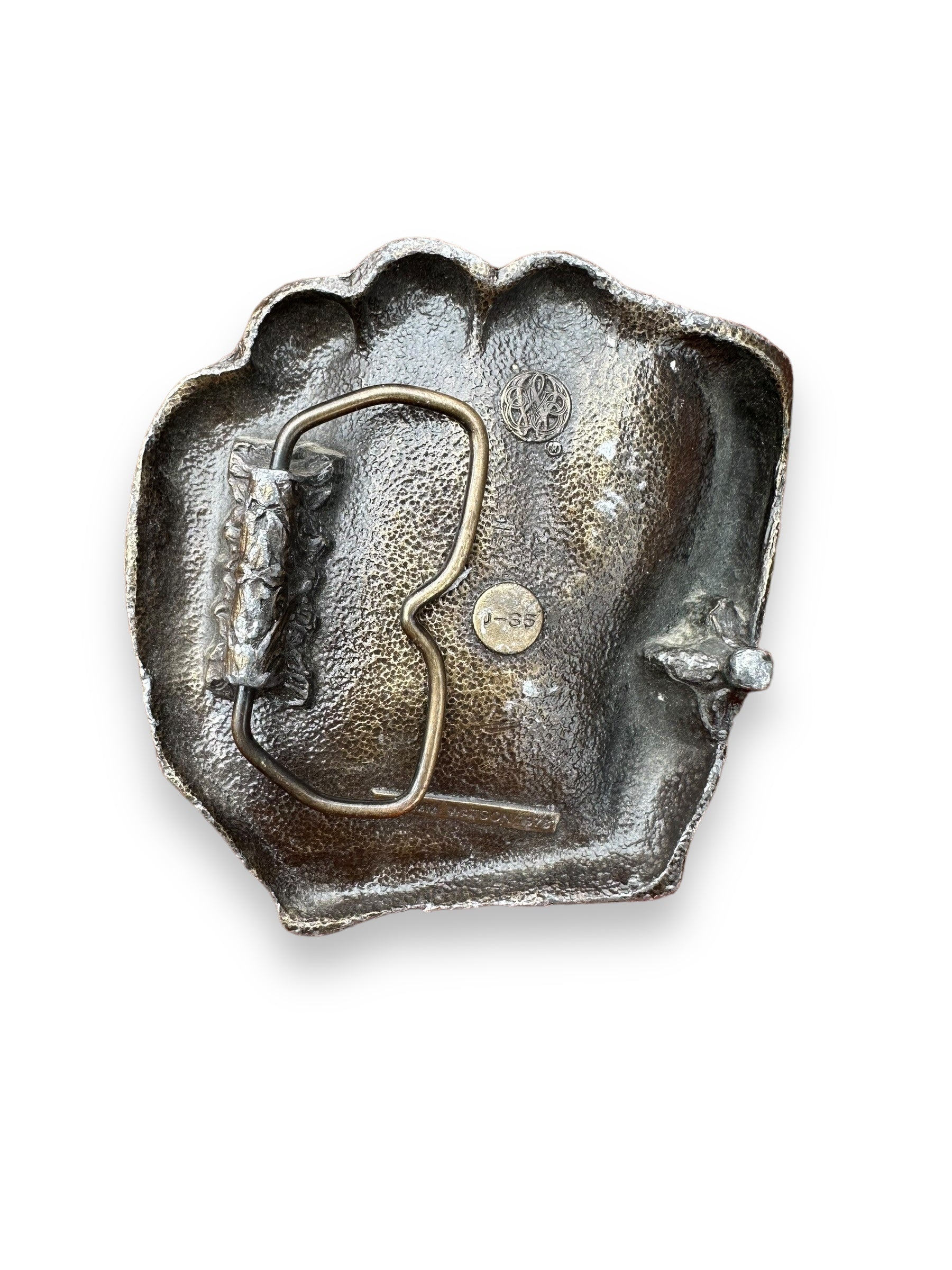 Rear View of Vintage 1978 Jimm Watson Baseball Glove Belt Buckle