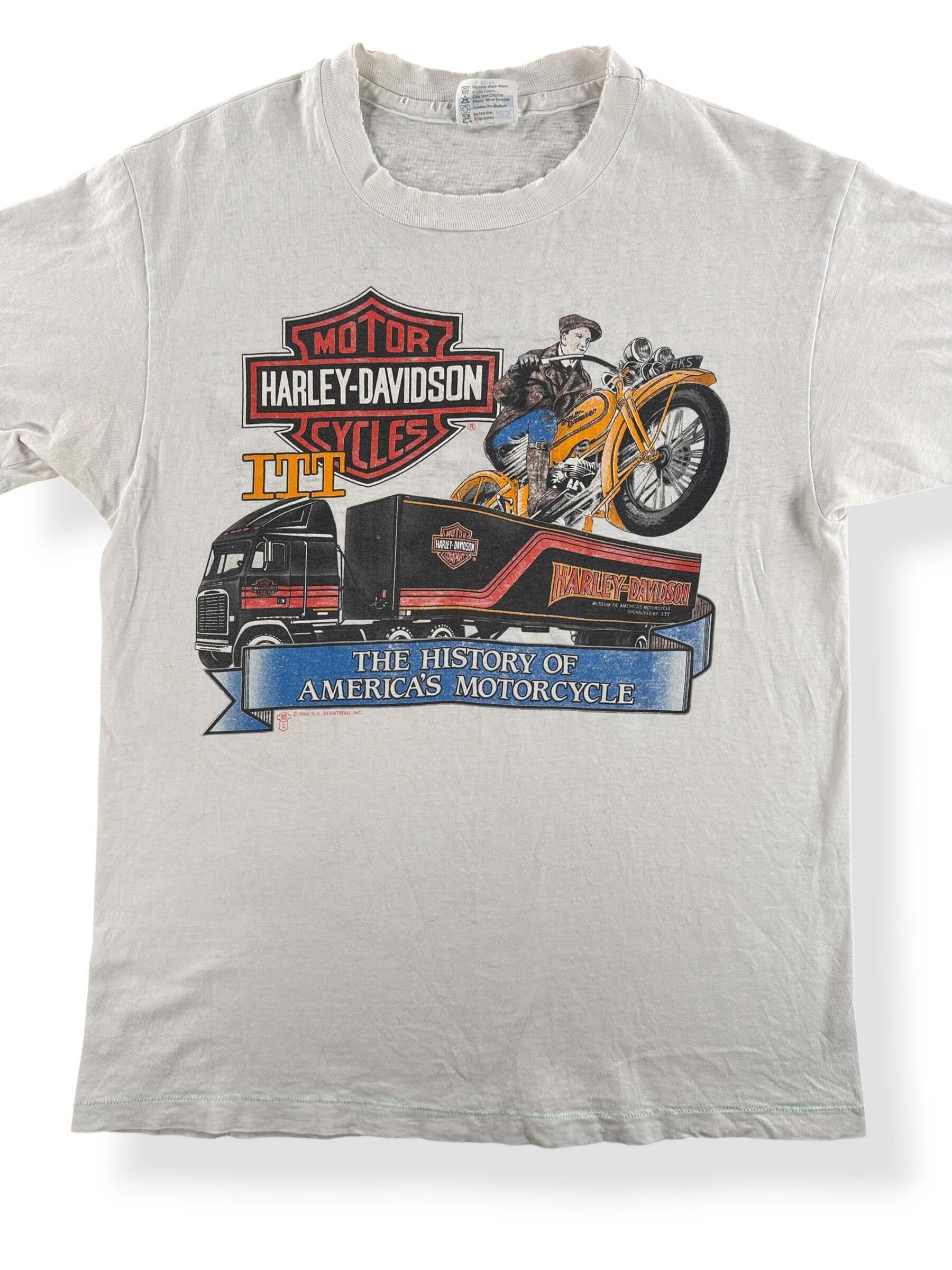 Front Close Up of Vintage ITT Harley Davidson Shredder Tee SZ L (Fits M)