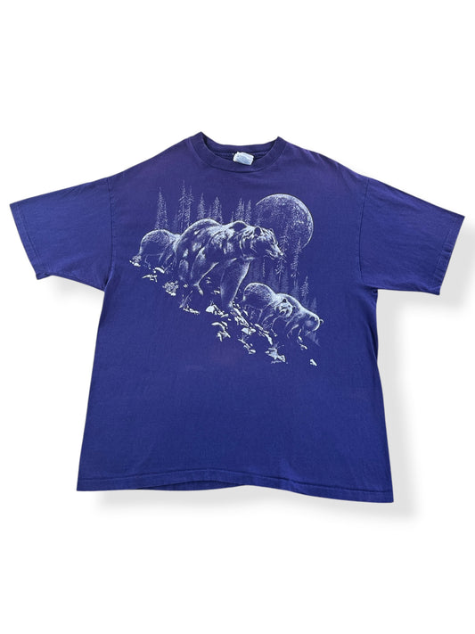Front of Vintage Purple Bear Print Tee SZ XL
