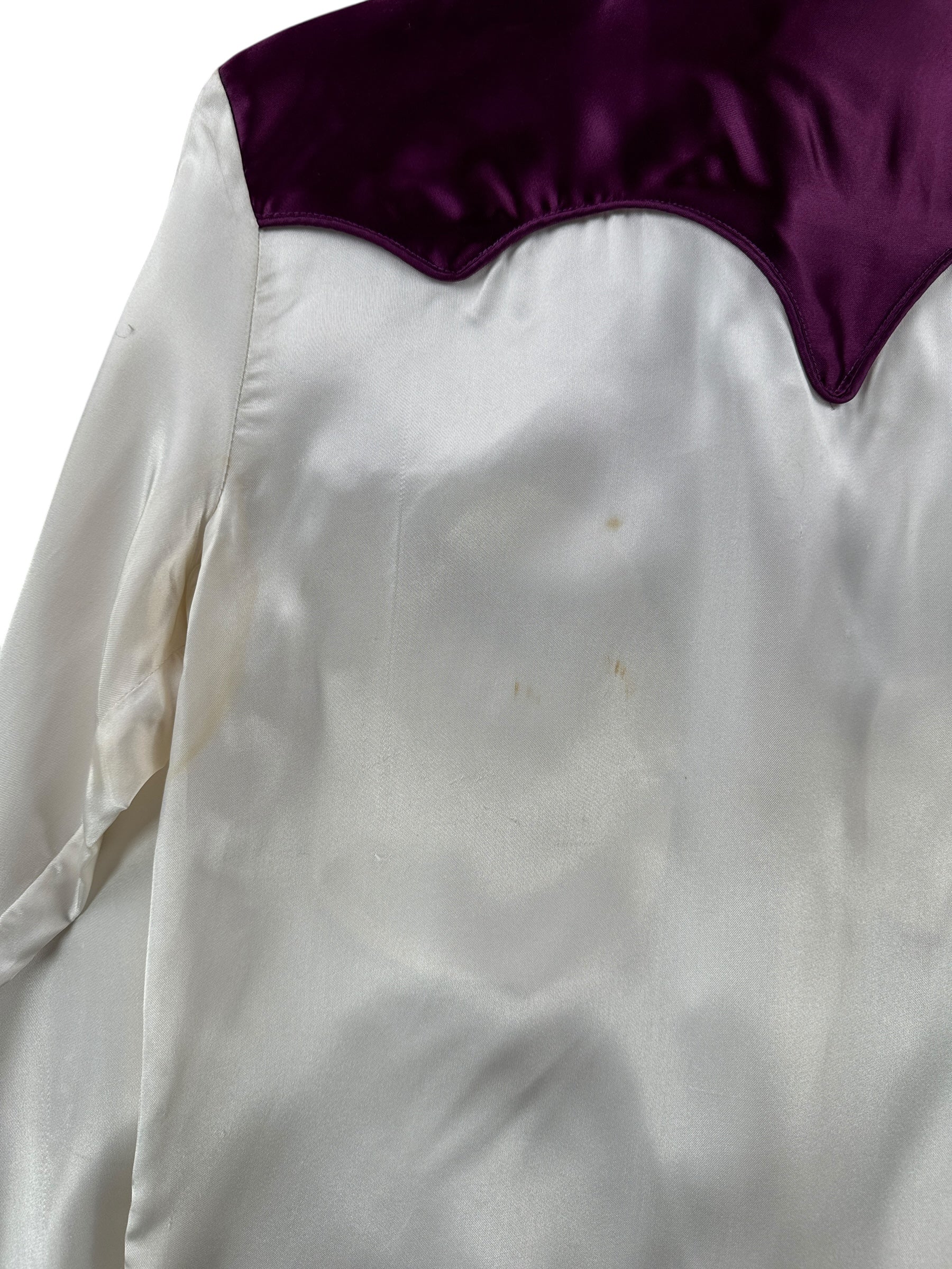 Stains on Vintage Satin Tem Tex Two Tone Pearlsnap SZ S