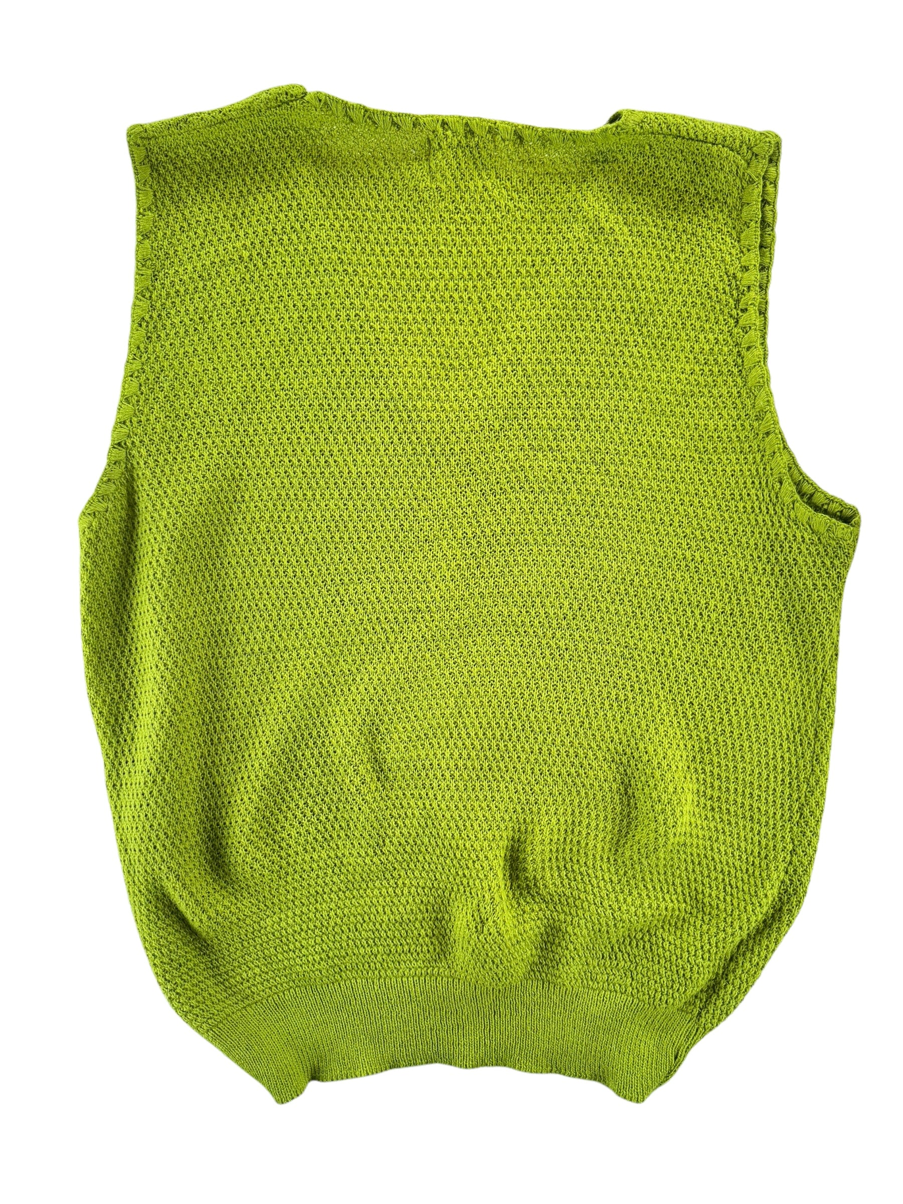 Back view of 1960s Green V-Neck Sweater Vest M