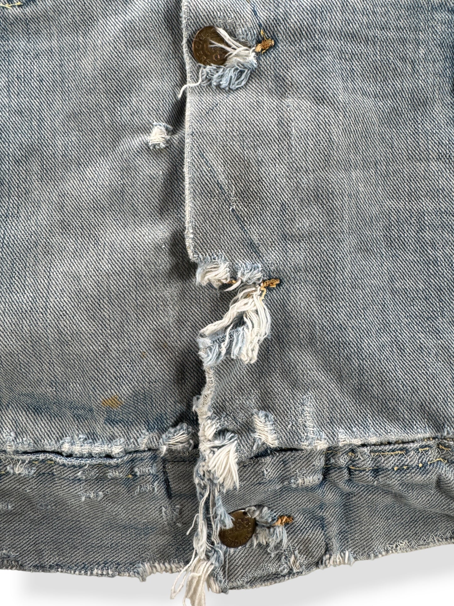 Wear on Vintage Thrashed 70s Lee Storm Rider Denim Jacket SZ L