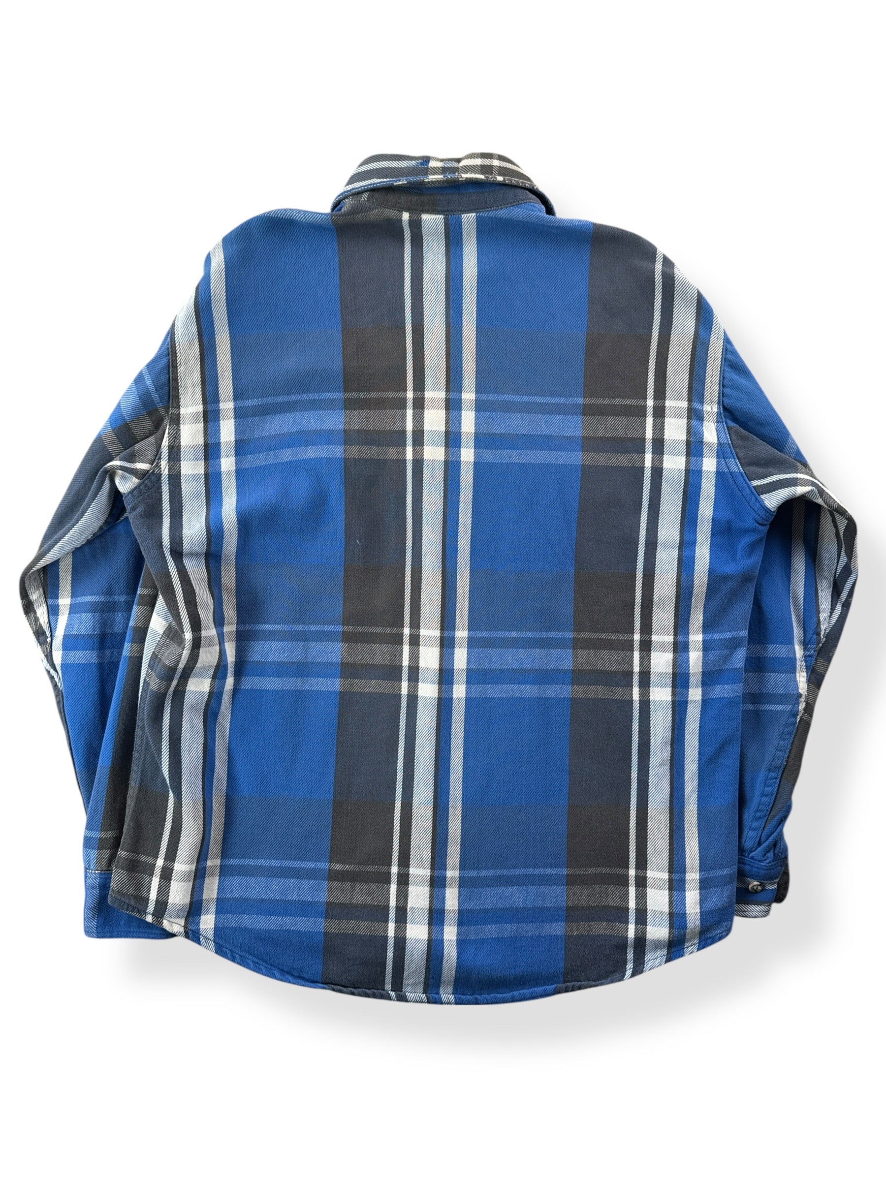 Back of Vintage Big Mac Blue Plaid Cotton Flannel SZ L
