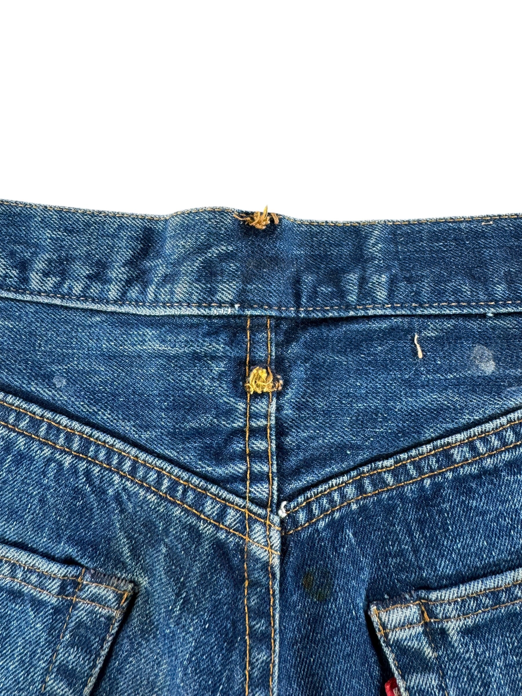 Missing middle back belt loop on Vintage Dark Levis 501 Redline Cutoff Shorts W 26