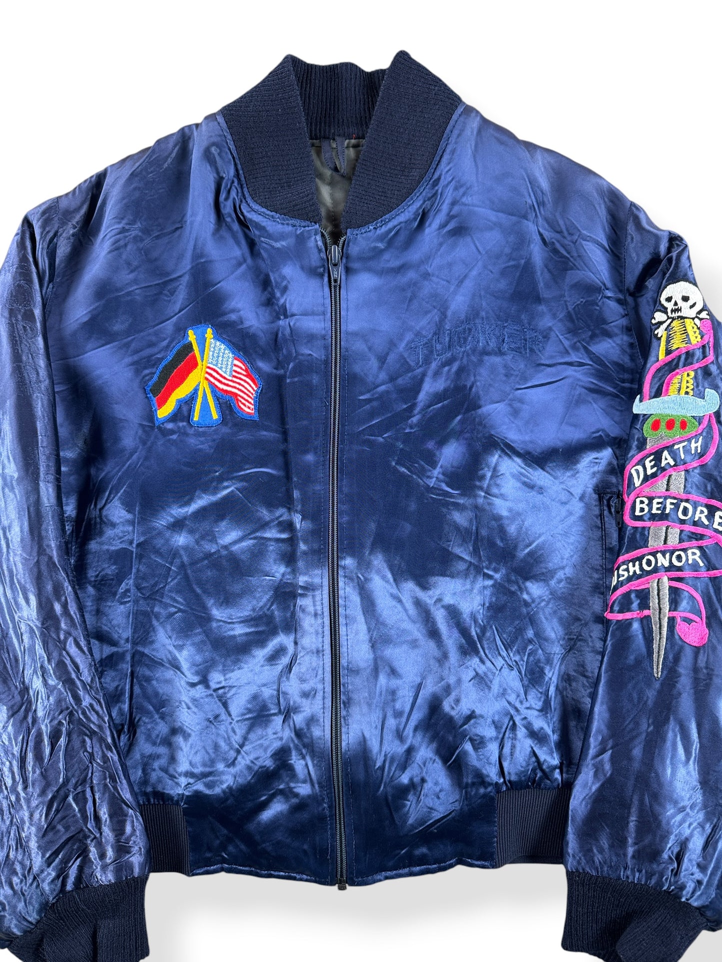 Front Close Up of Vintage 80s Era German Souvenir Jacket SZ S