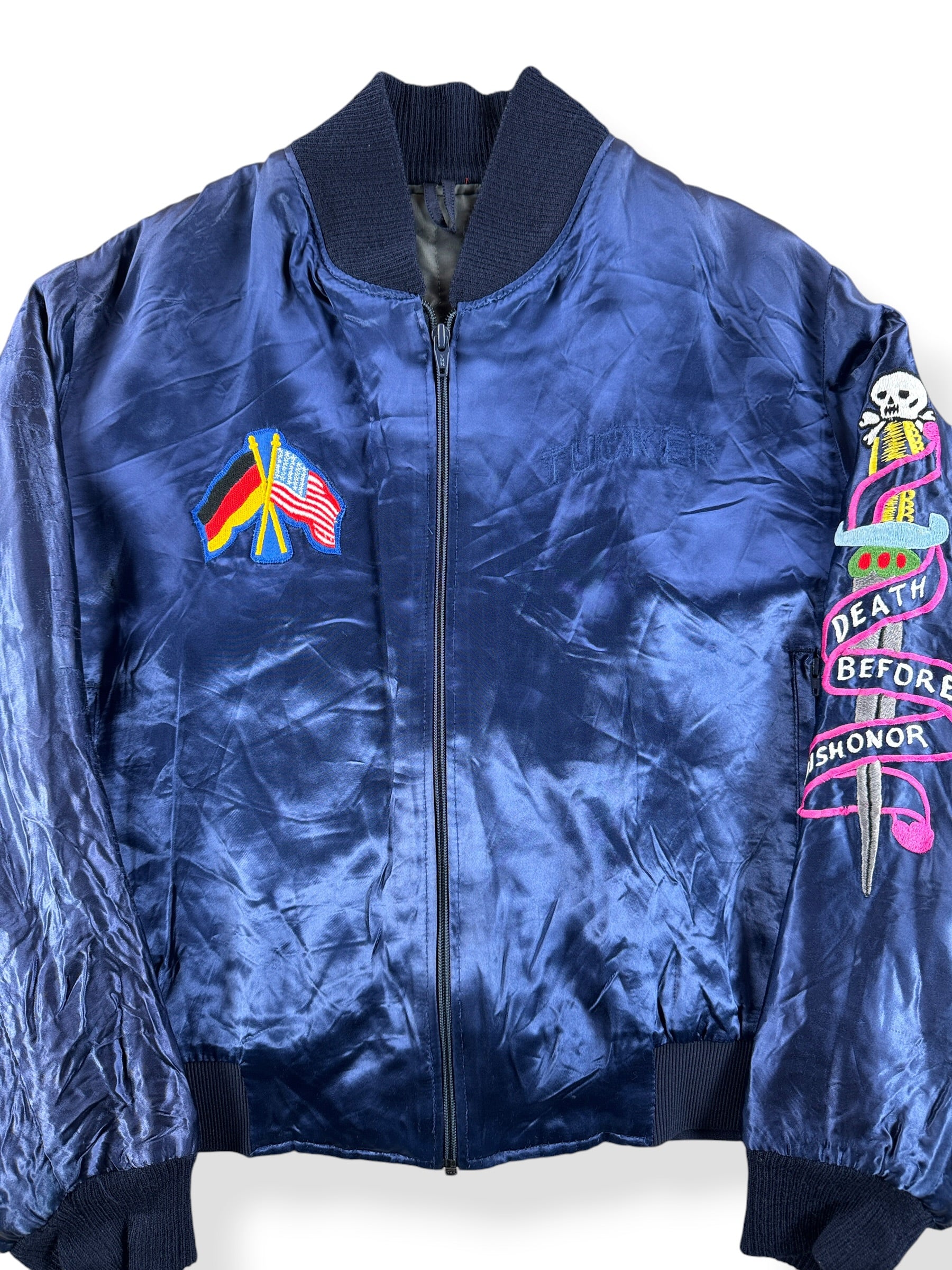 Front Close Up of Vintage 80s Era German Souvenir Jacket SZ S