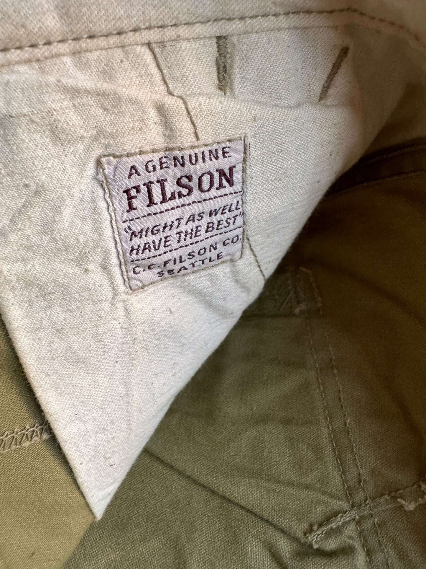 Tag on Vintage Filson Double Tins W36