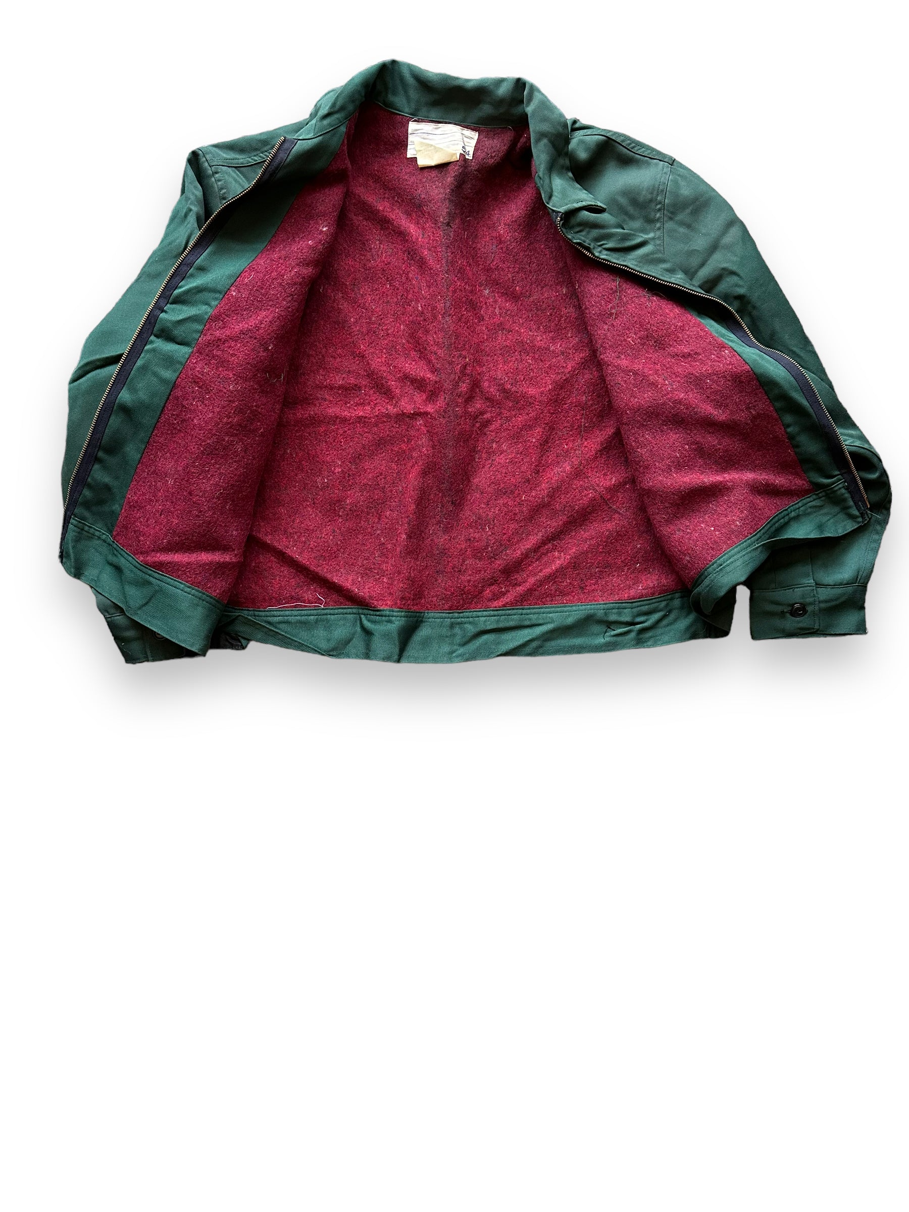 Troyset Blanket Lining on Vintage Green Troyset Blanket Lined Gas Station Jacket SZ 54 | Vintage Workwear Jacket Seattle | Seattle Vintage Clothing