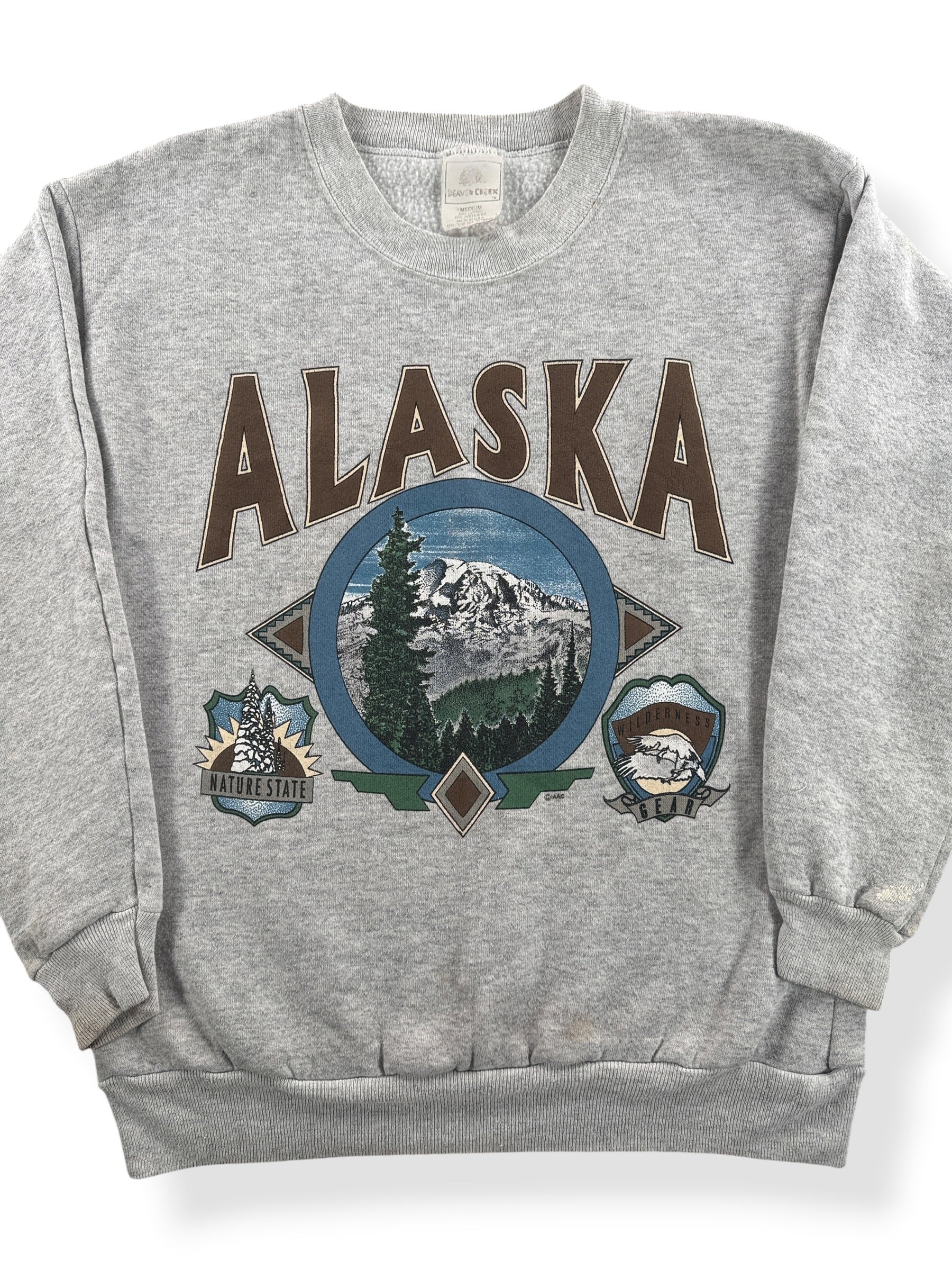 Front Close Up of Vintage Alaska Crewneck SZ M (Fits S)