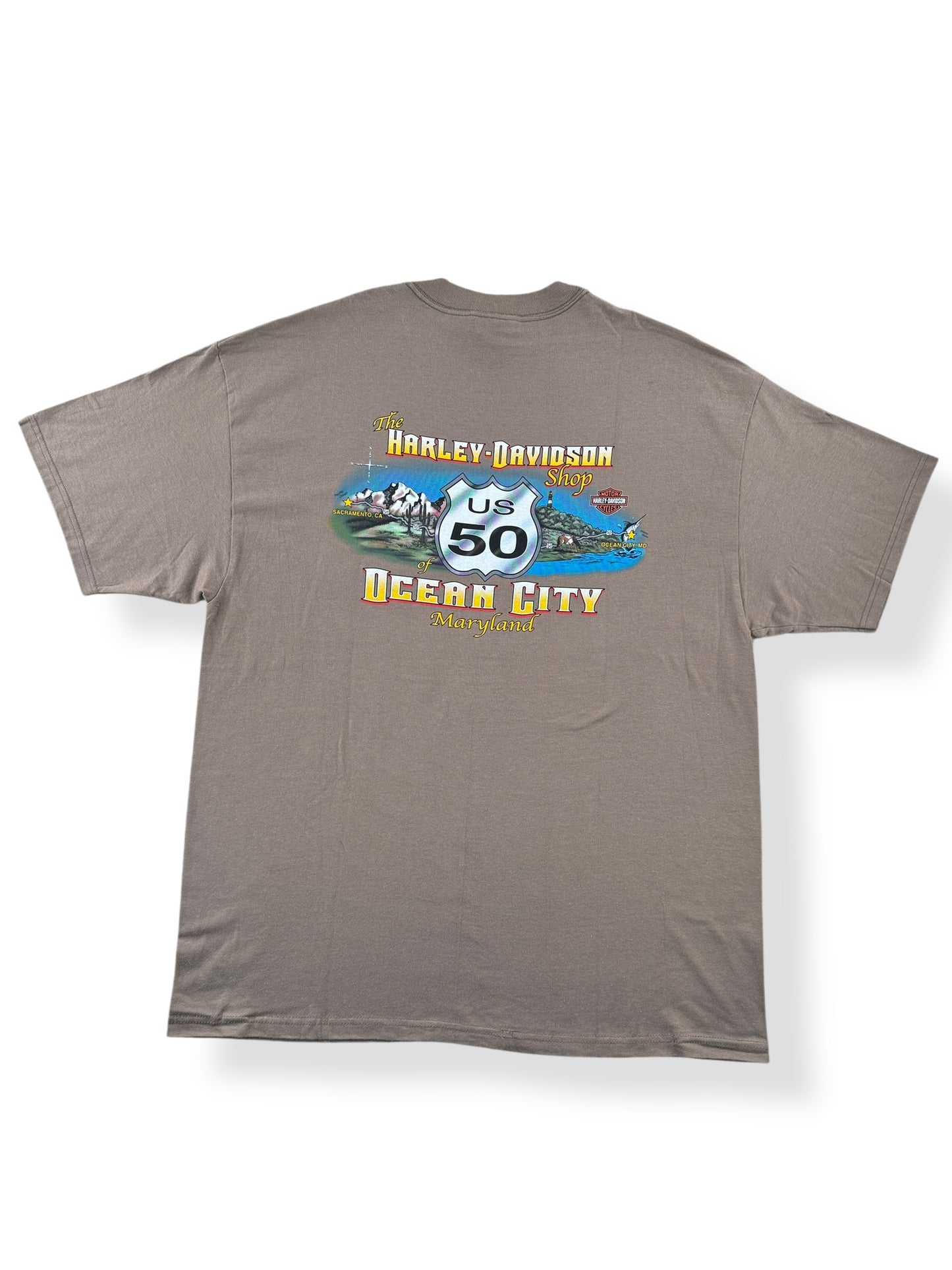 Back of Vintage Deadstock Fat Boys Rule Harley Ocean City MD Tee SZ XL