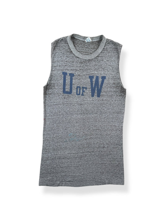 Front of Vintage Heather Grey UW Champion Chopper Tee SZ M (Fits XS)