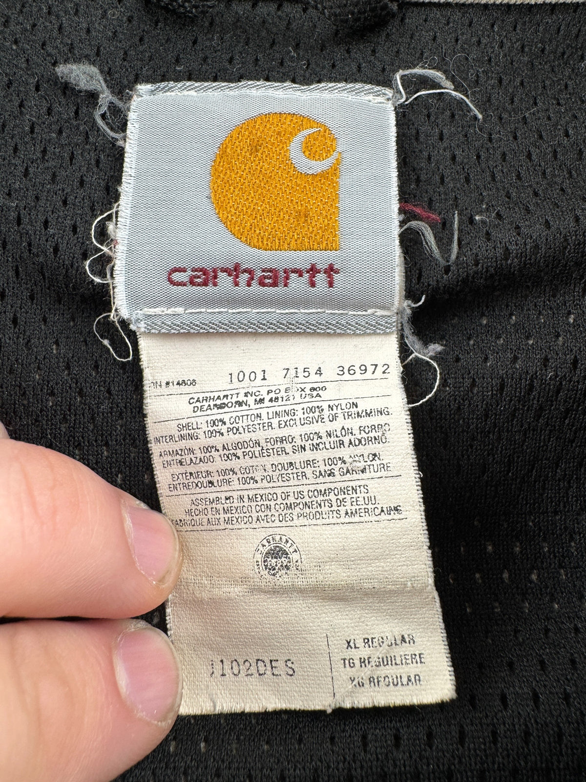Tags on Vintage Distressed Carhartt Work Jacket SZ XL