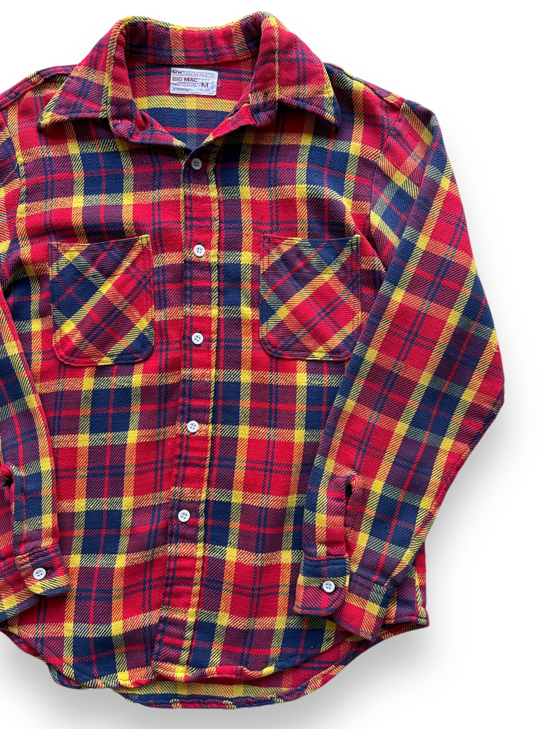 front left of Vintage Big Mac Red/Yellow/Blue Cotton Flannel SZ M