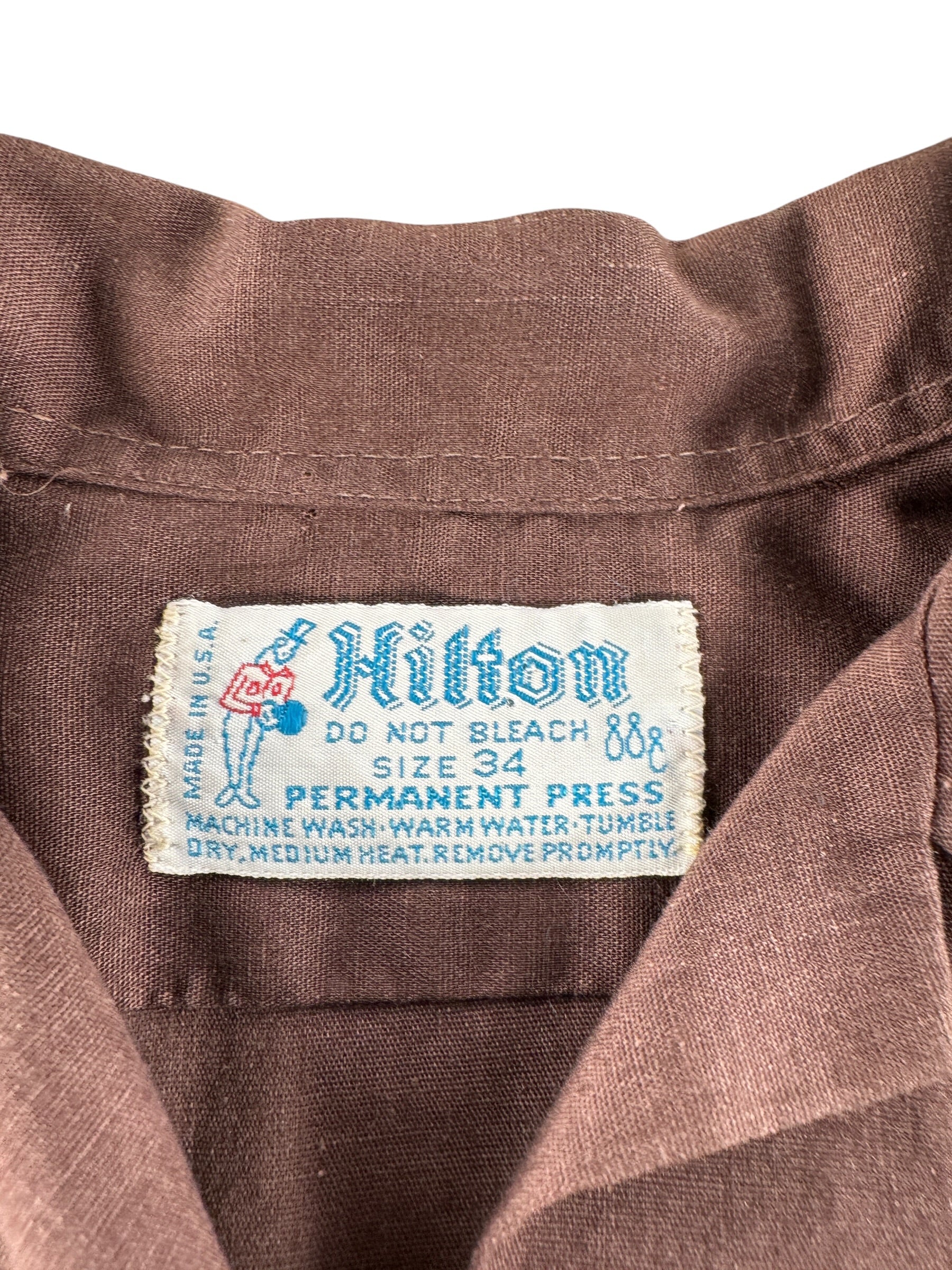 Label on Vintage Easy Rollers Hilton Bowling Shirt SZ 34