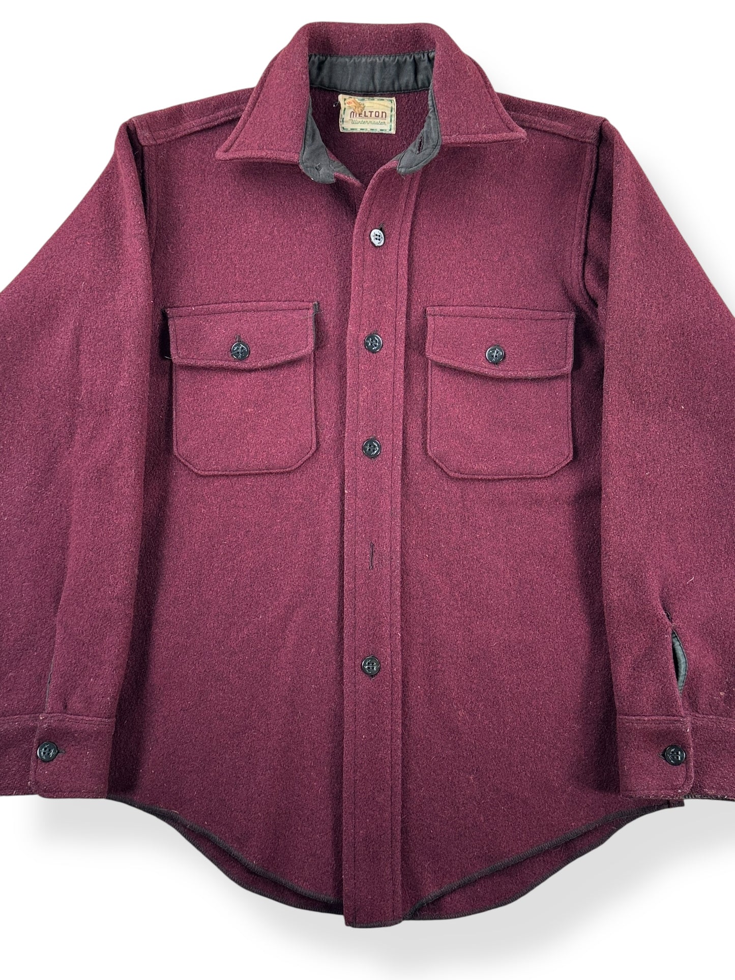 Front Close Up of Vintage Maroon CPO Top SZ M AS IS