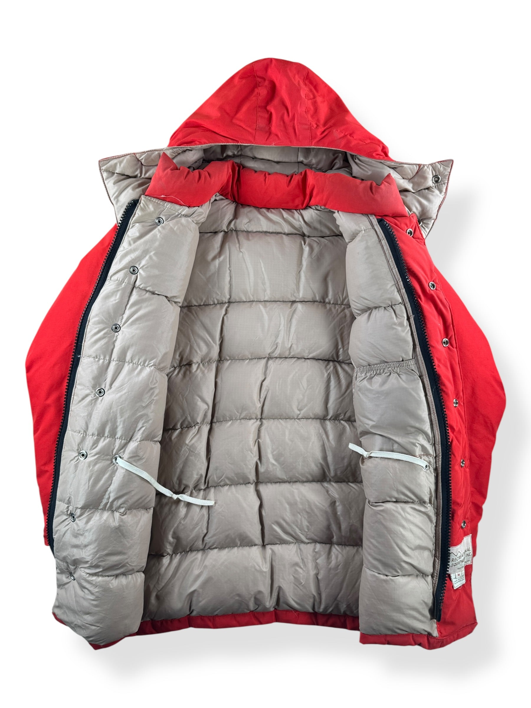 Vintage Old Label REI Red Down Jacket with Hood SZ M – The Barn