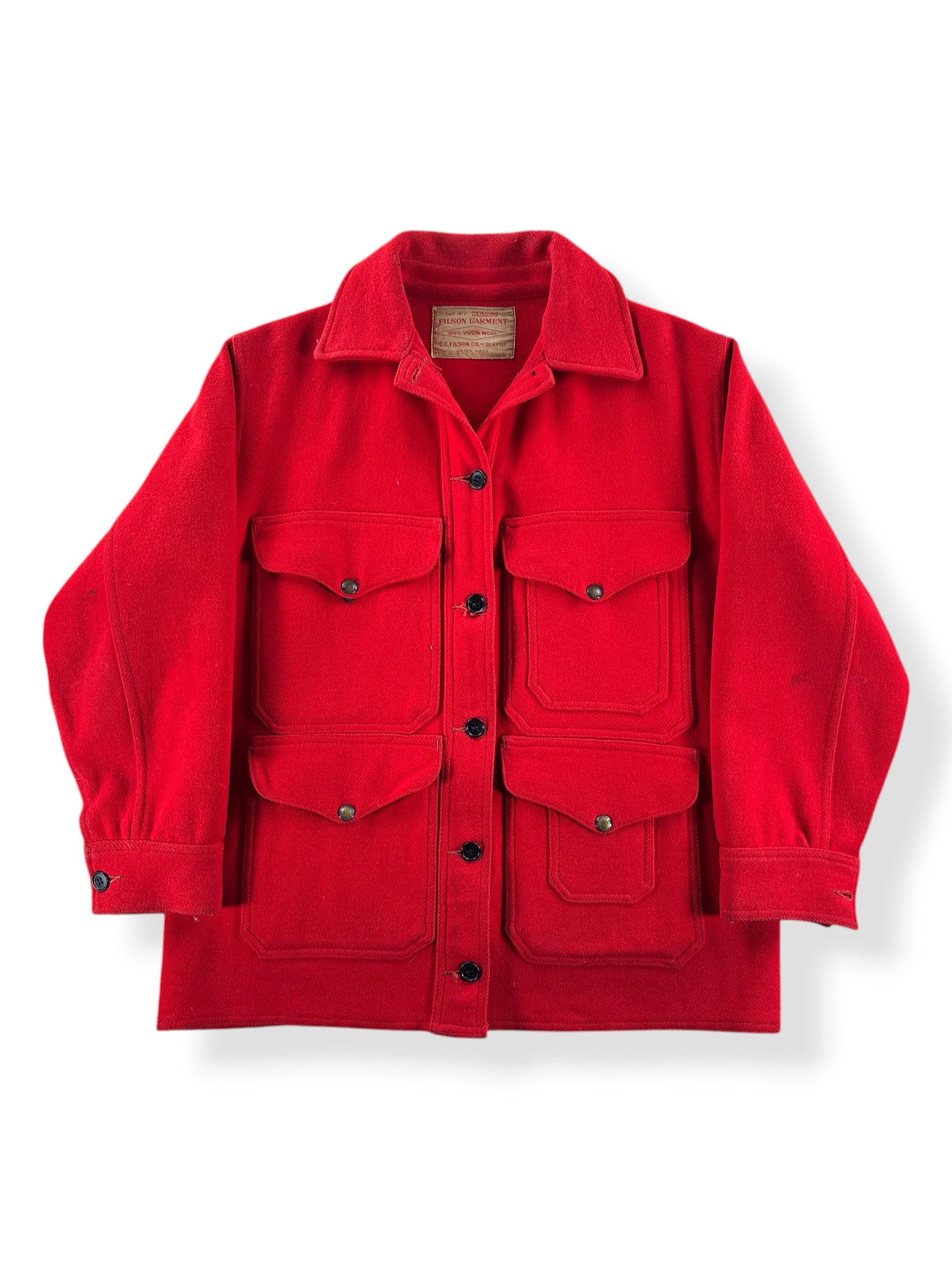 Front of Vintage Filson Union Made Scarlet Cruiser SZ 42