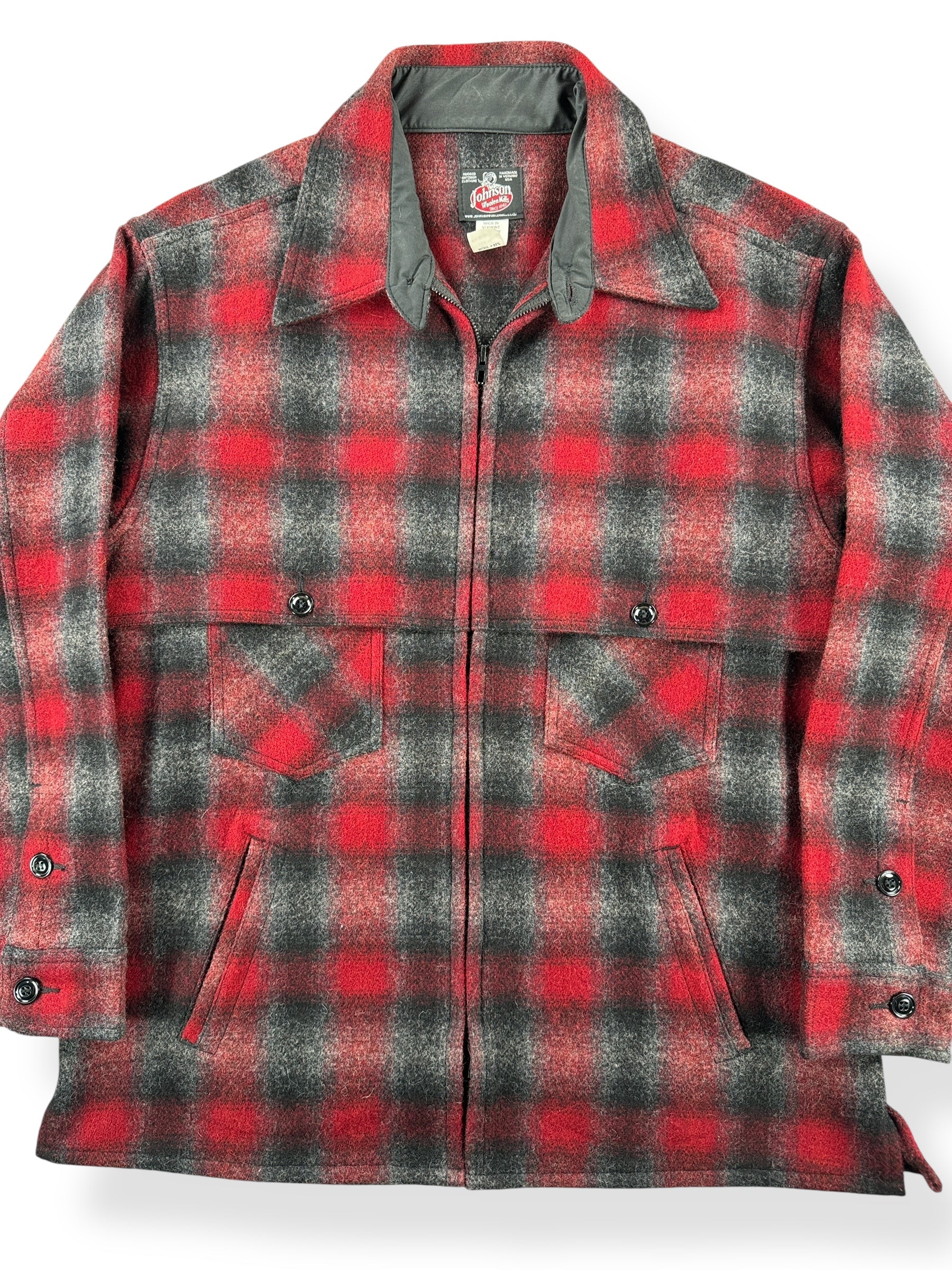 Front Close Up of Vintage Johnson Woolen Mills Jacket SZ XL