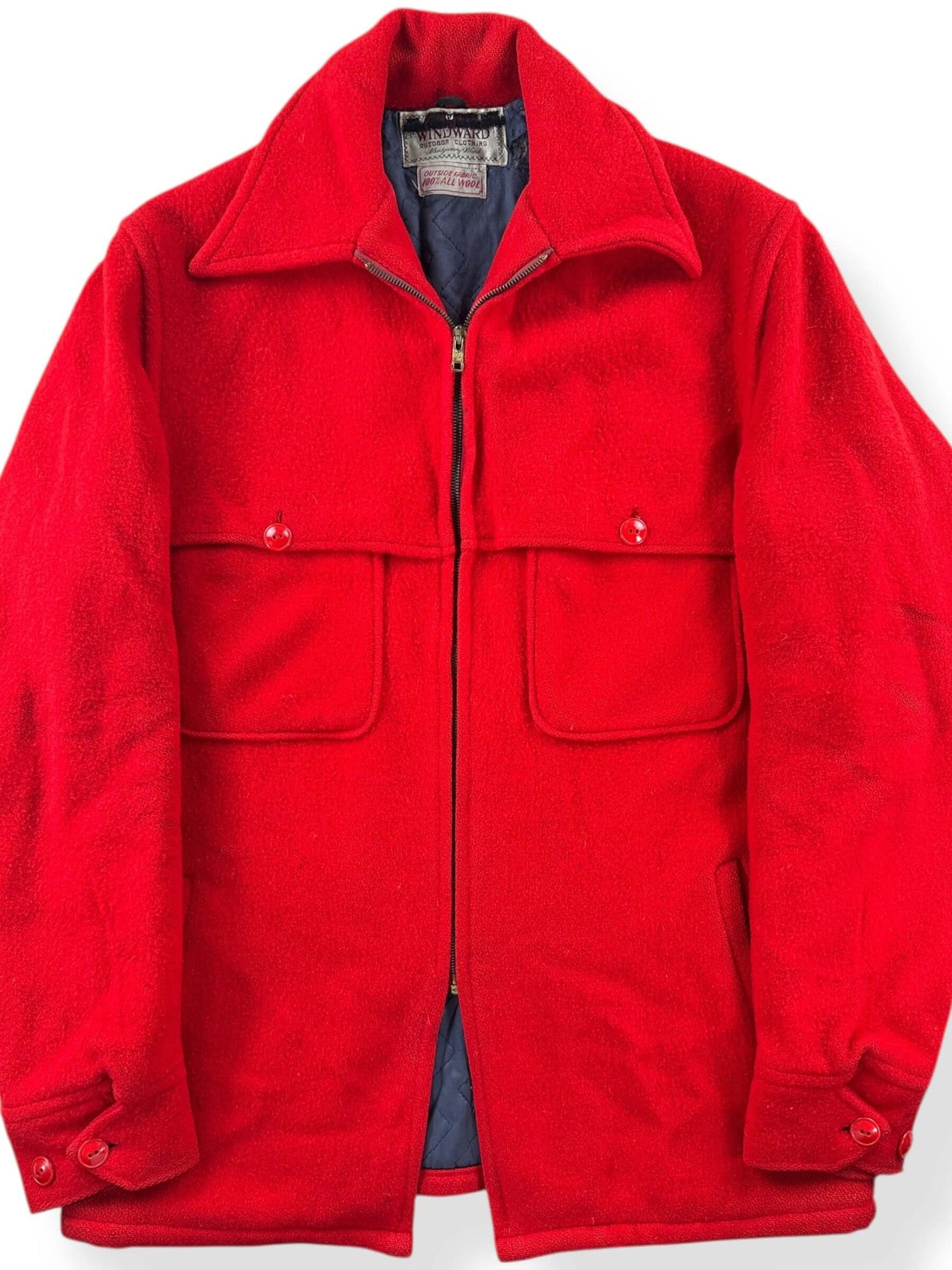 Front Close Up of Vintage Montgomery Ward Windward Wool Jacket SZ M