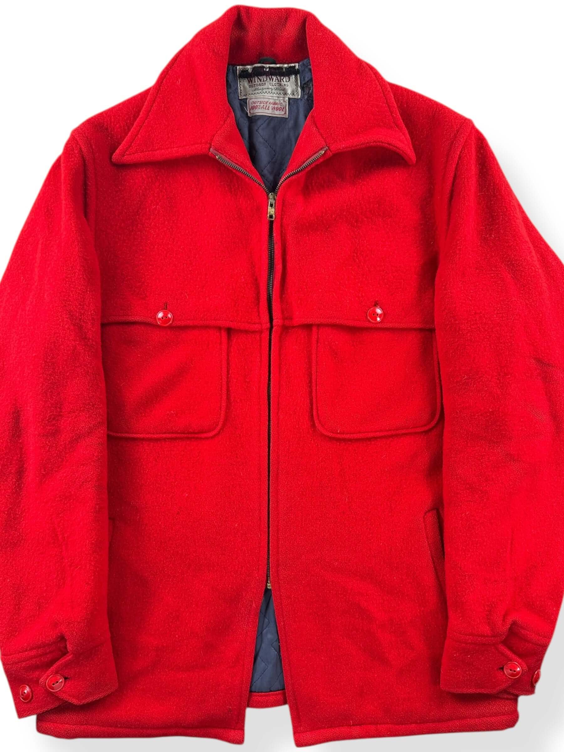 Front Close Up of Vintage Montgomery Ward Windward Wool Jacket SZ M