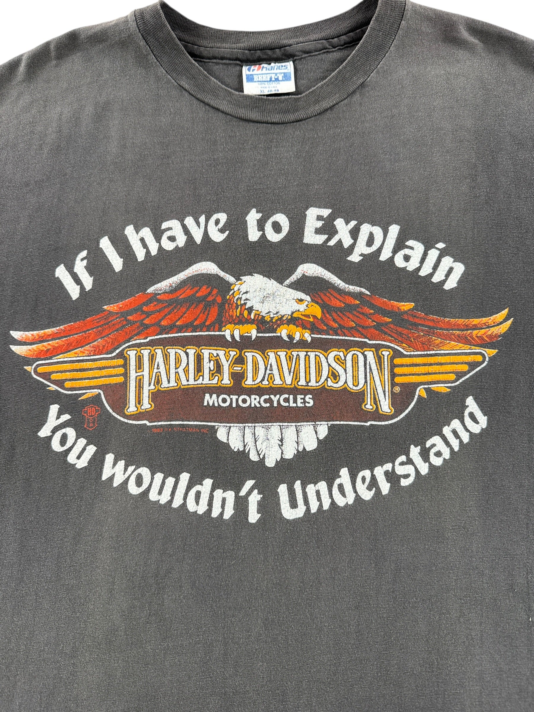 Graphic of Vintage If I Have To Explain ABC Harley Davidson Tee SZ XL (Fits L)