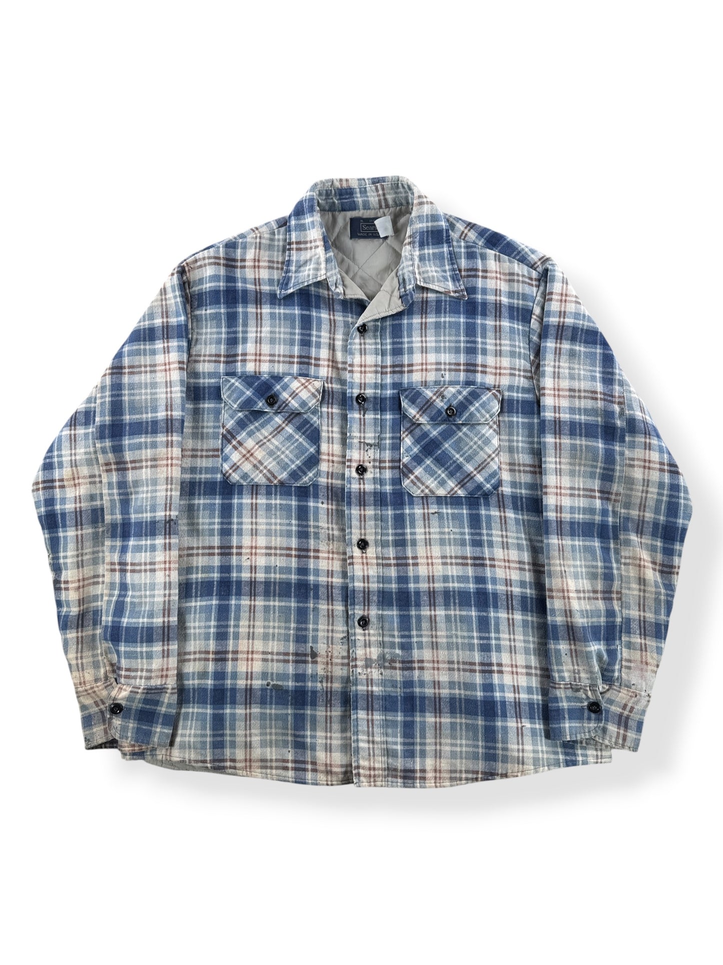 Vintage Worn In Sears Lined Printed Flannel SZ XL