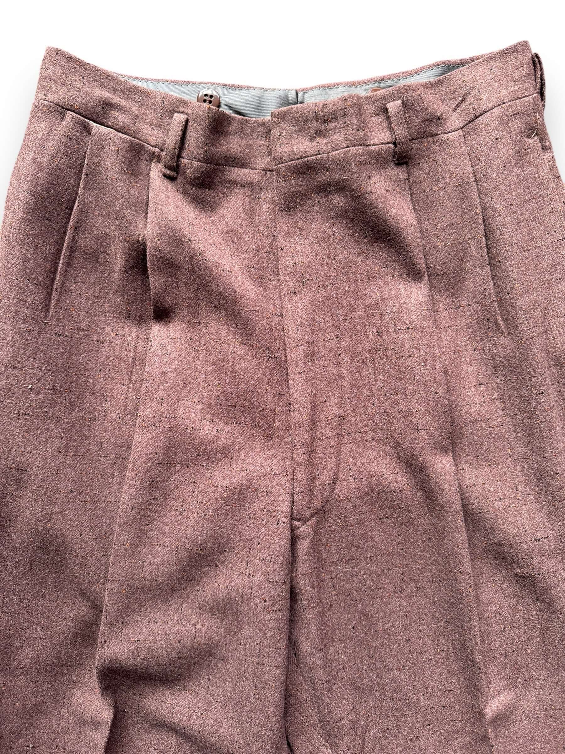 Upper Front detail on Vintage Wool Fleck Trousers W30