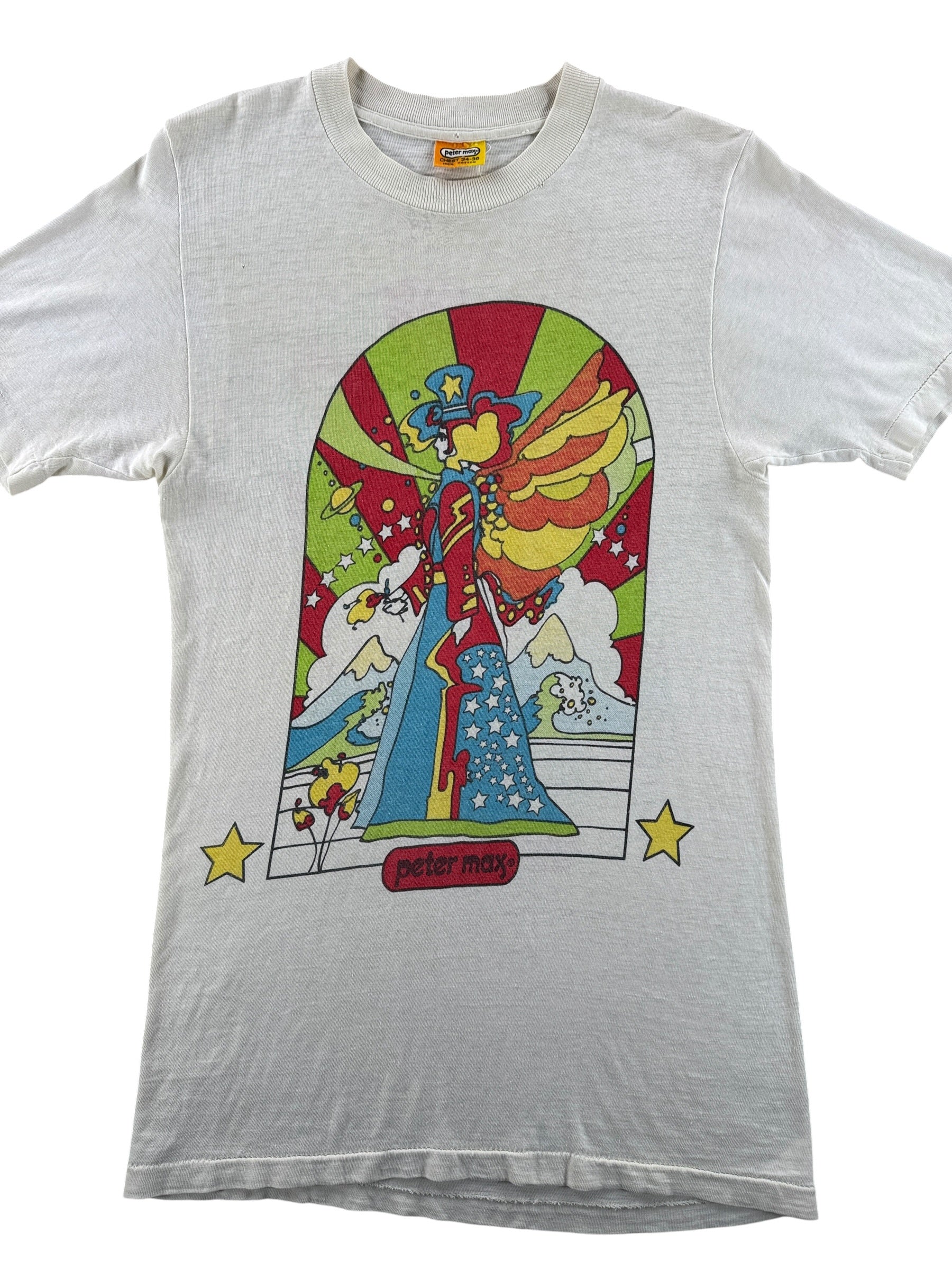 Front Close Up of Vintage Peter Max Double Sided Tee SZ S (Fits XS)
