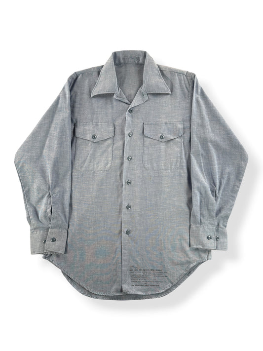 Front of Vintage Cotton/Poly Blend Military Chambray Shirt SZ M