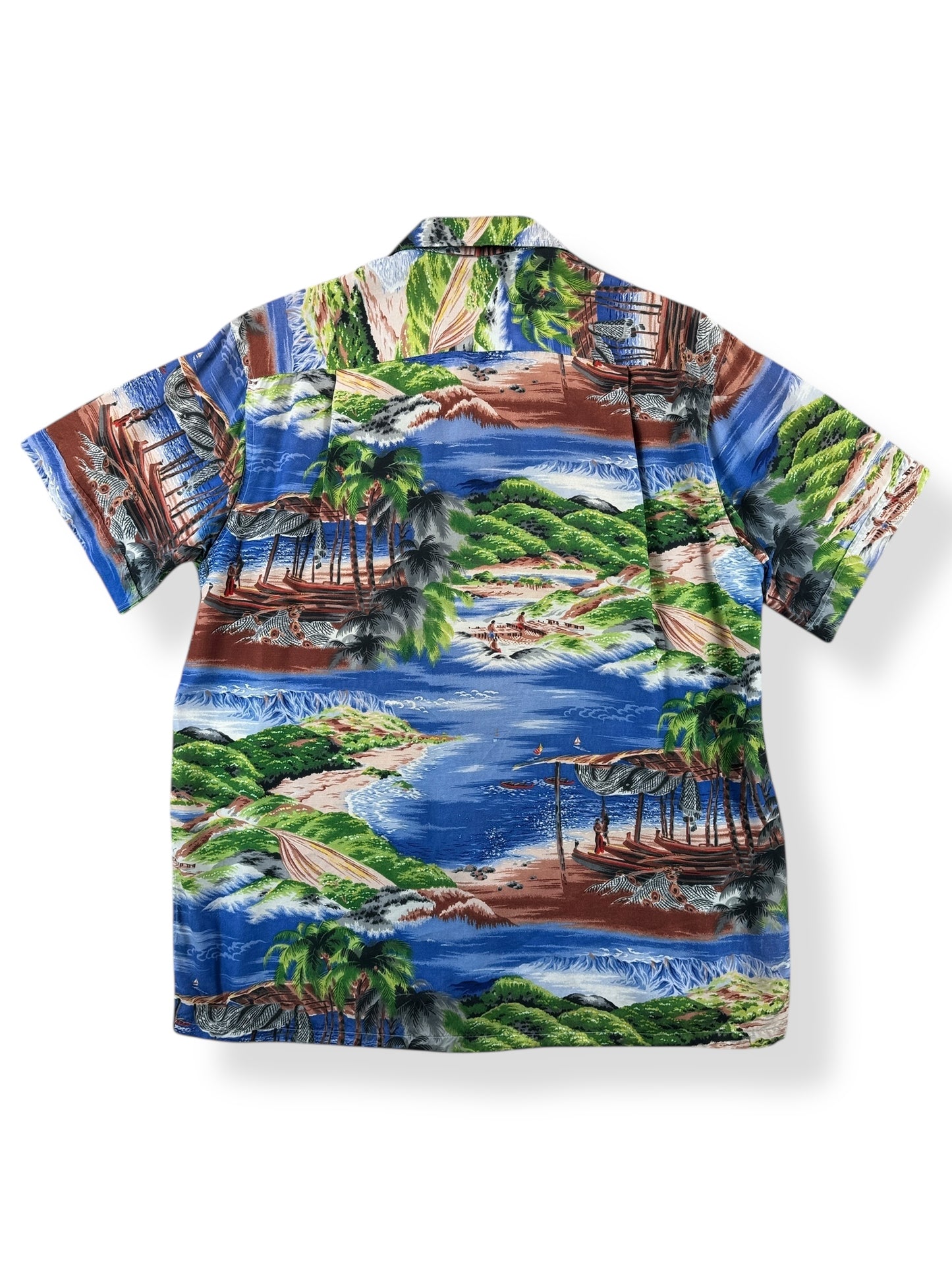 Back of Vintage Penney's Beach Scene Aloha Shirt SZ M