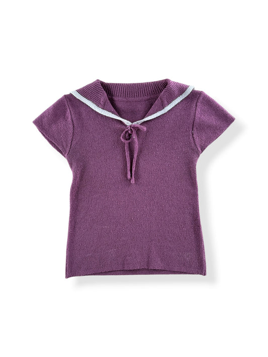 Front of Vintage Purple Collared Knit Top SZ XS