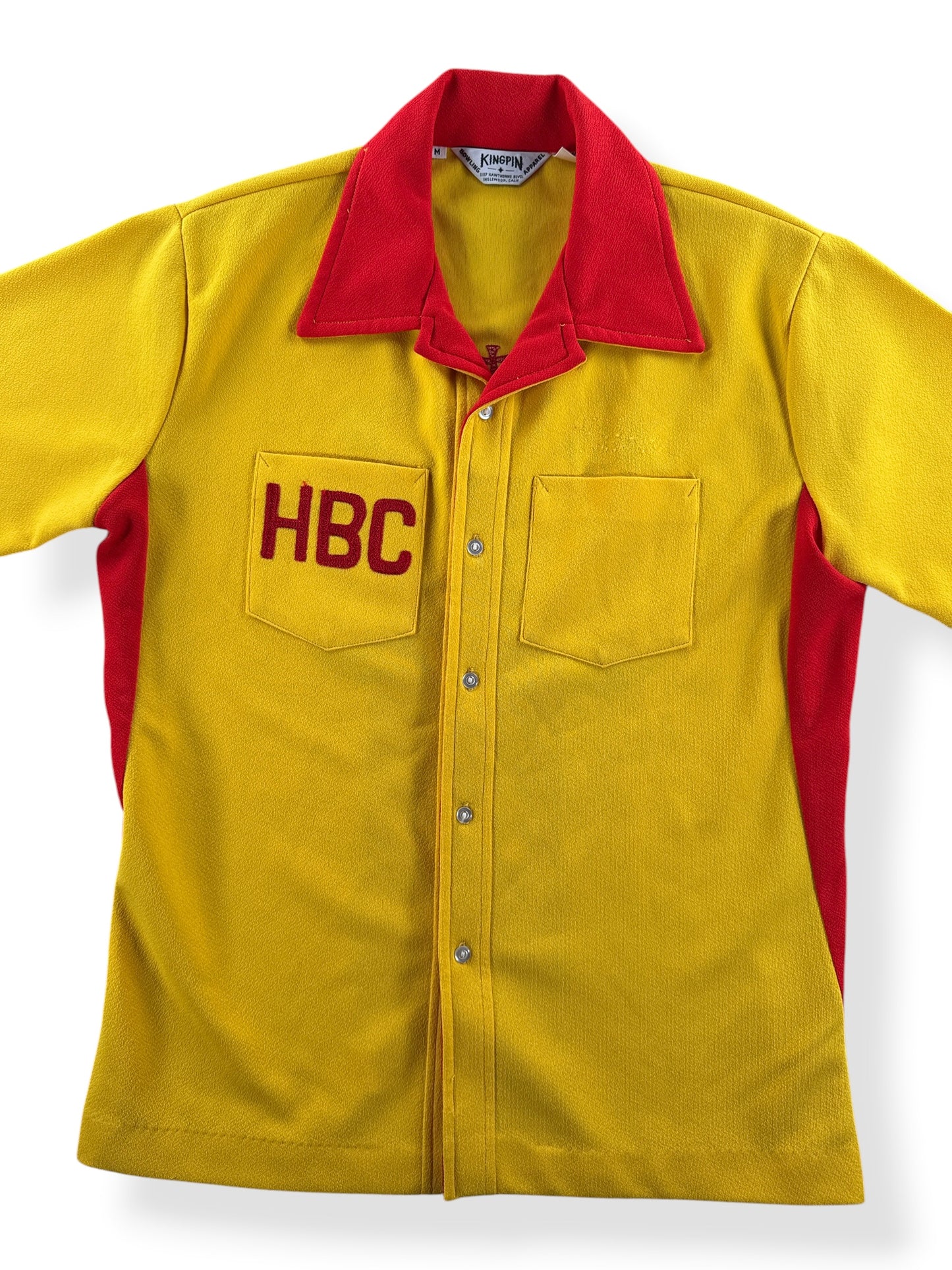 Front Close Up of Vintage Chain Stitch Hawaii Bowling Shirt SZ M