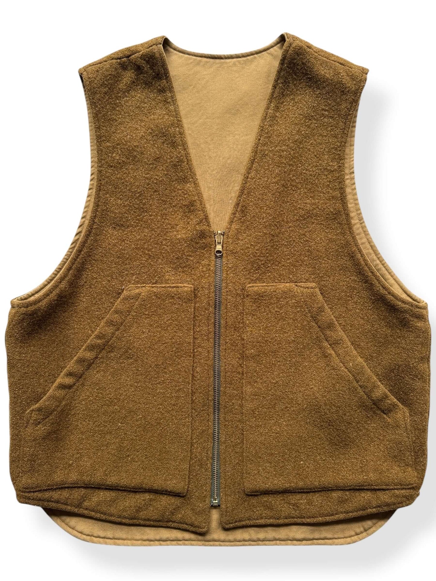 Front Close Up of Filson X Governor Baxter WWII Wool Blanket Vest SZ S/M