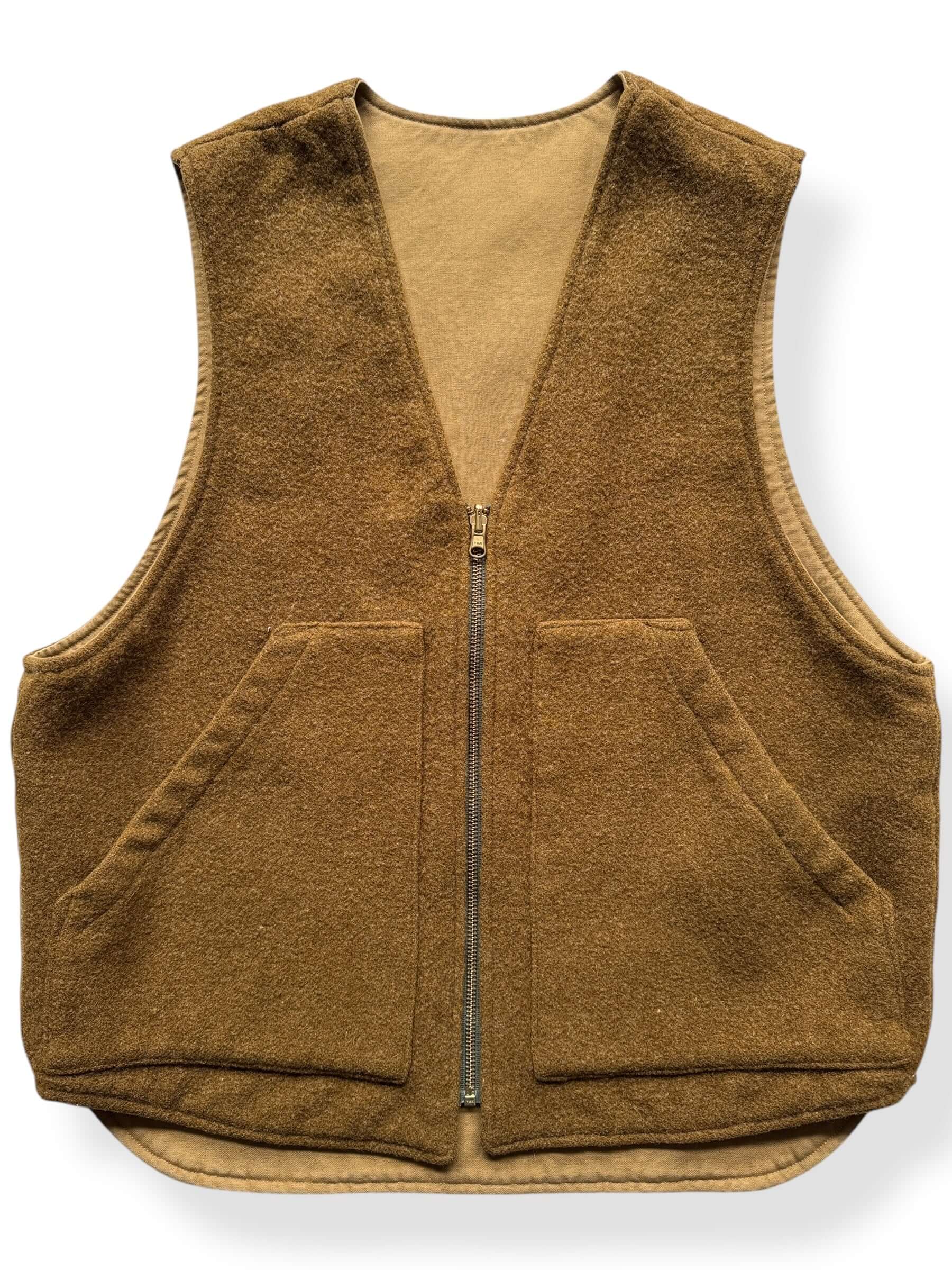 Front Close Up of Filson X Governor Baxter WWII Wool Blanket Vest SZ S/M