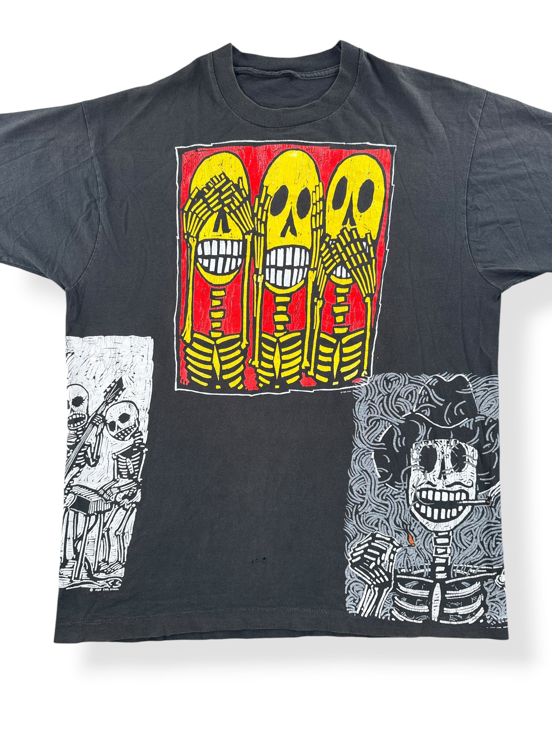 Front Close Up of Vintage 80’s Test Print Carl Smool Art Tee SZ XL