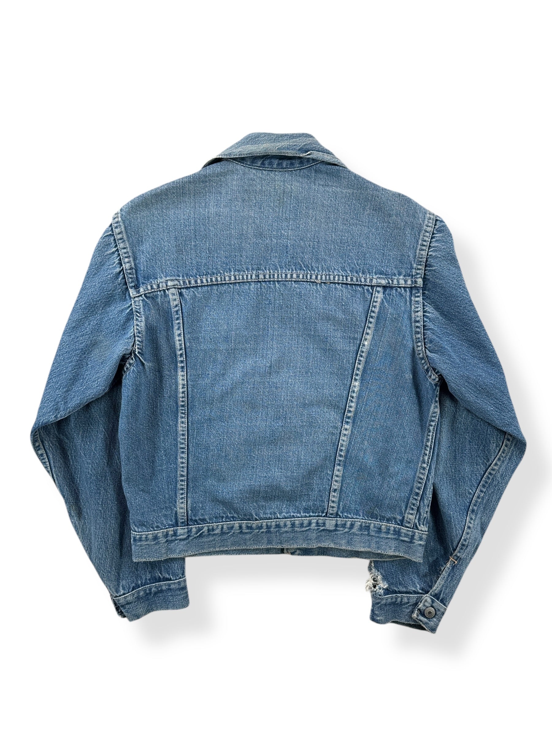 Back of Vintage Ranchcraft Pleated Denim Jacket SZ S AS IS