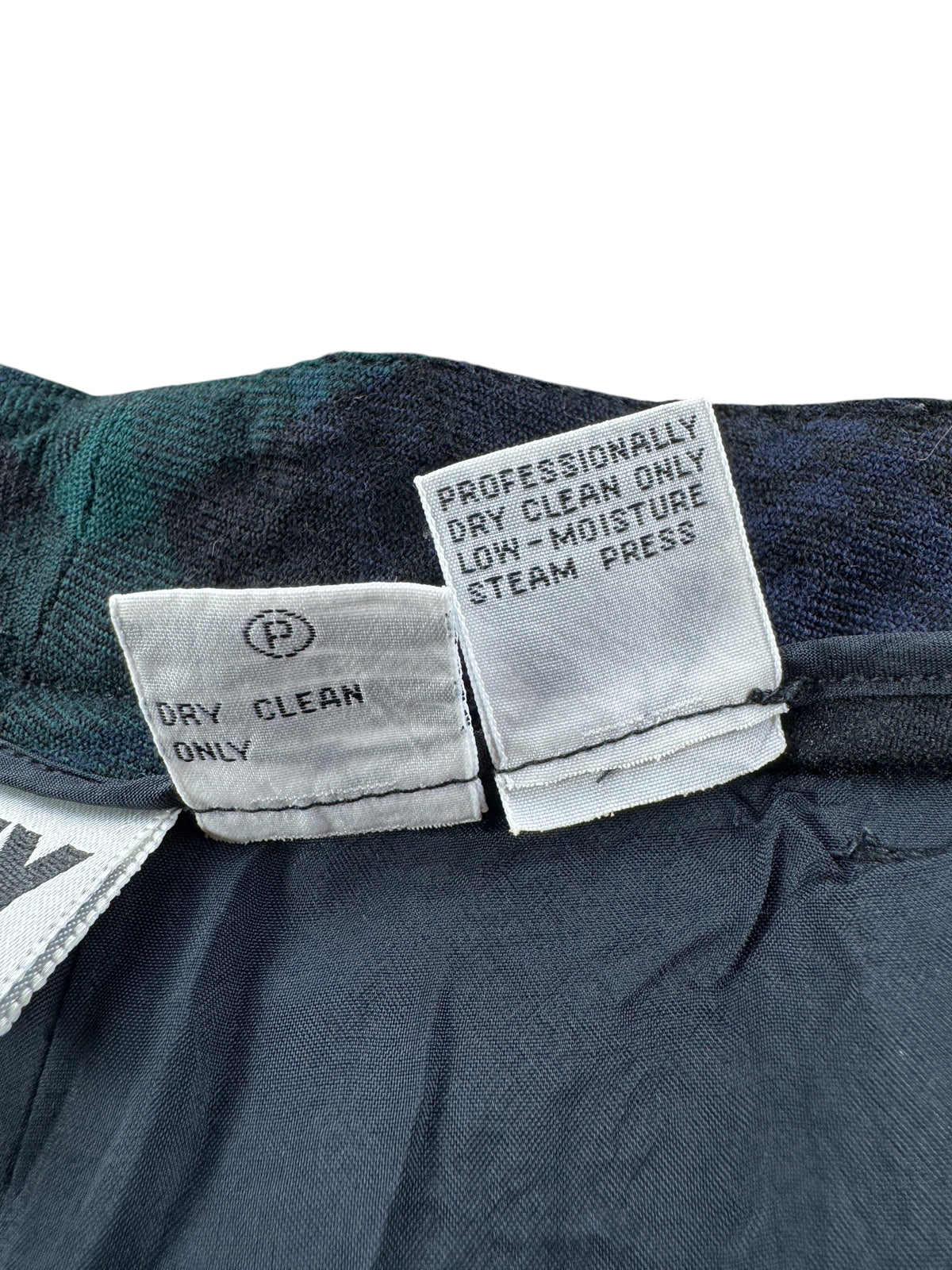 Back of tags on Vintage DKNY Wool Plaid Skirt W30