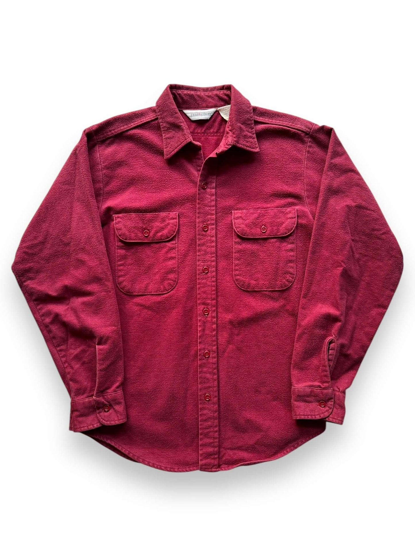 front of Vintage Field and Stream Burgundy Chamois Shirt SZ M