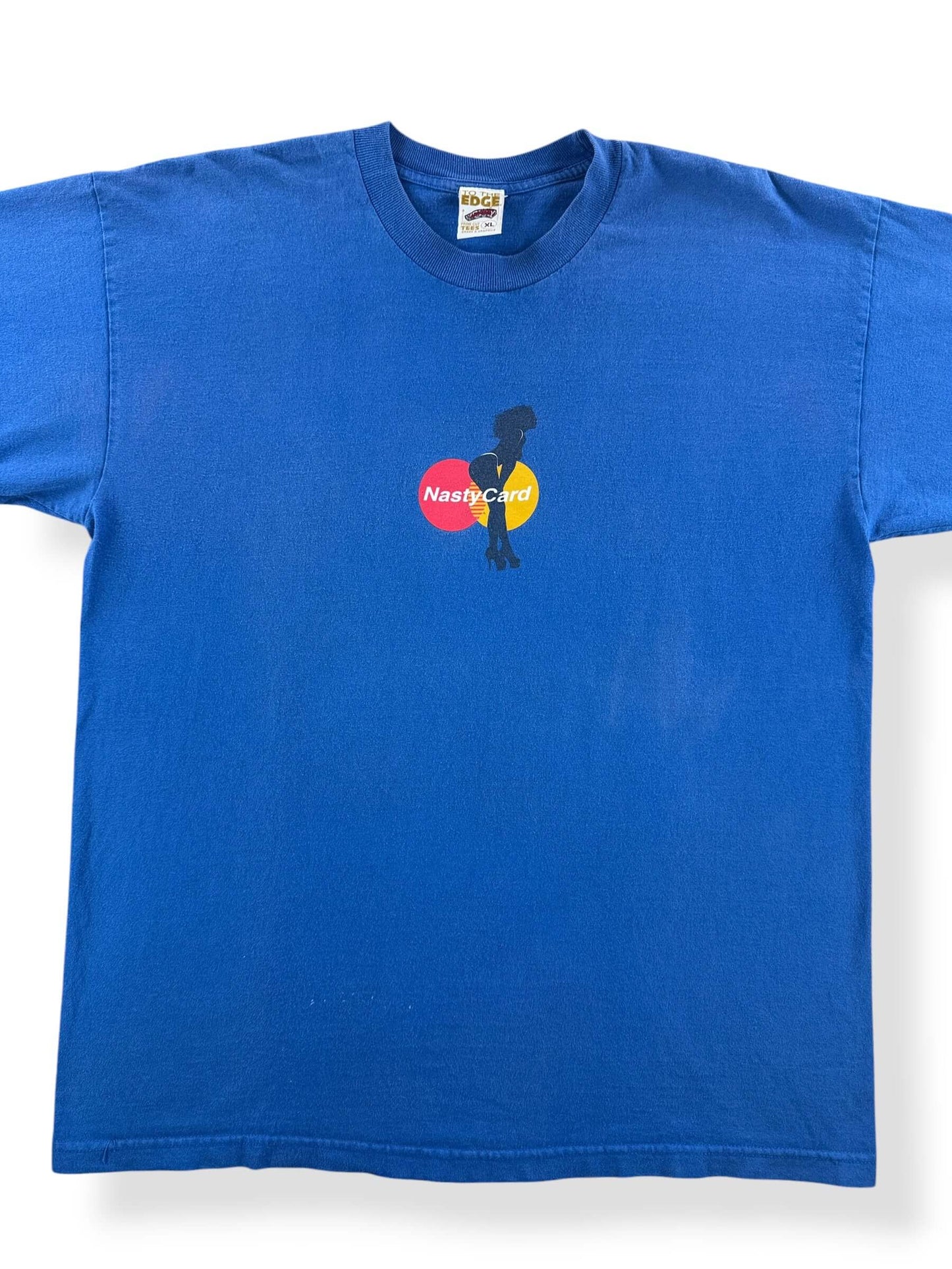 Front Close Up of Vintage Nasty Card Tee SZ XL (Fits L)