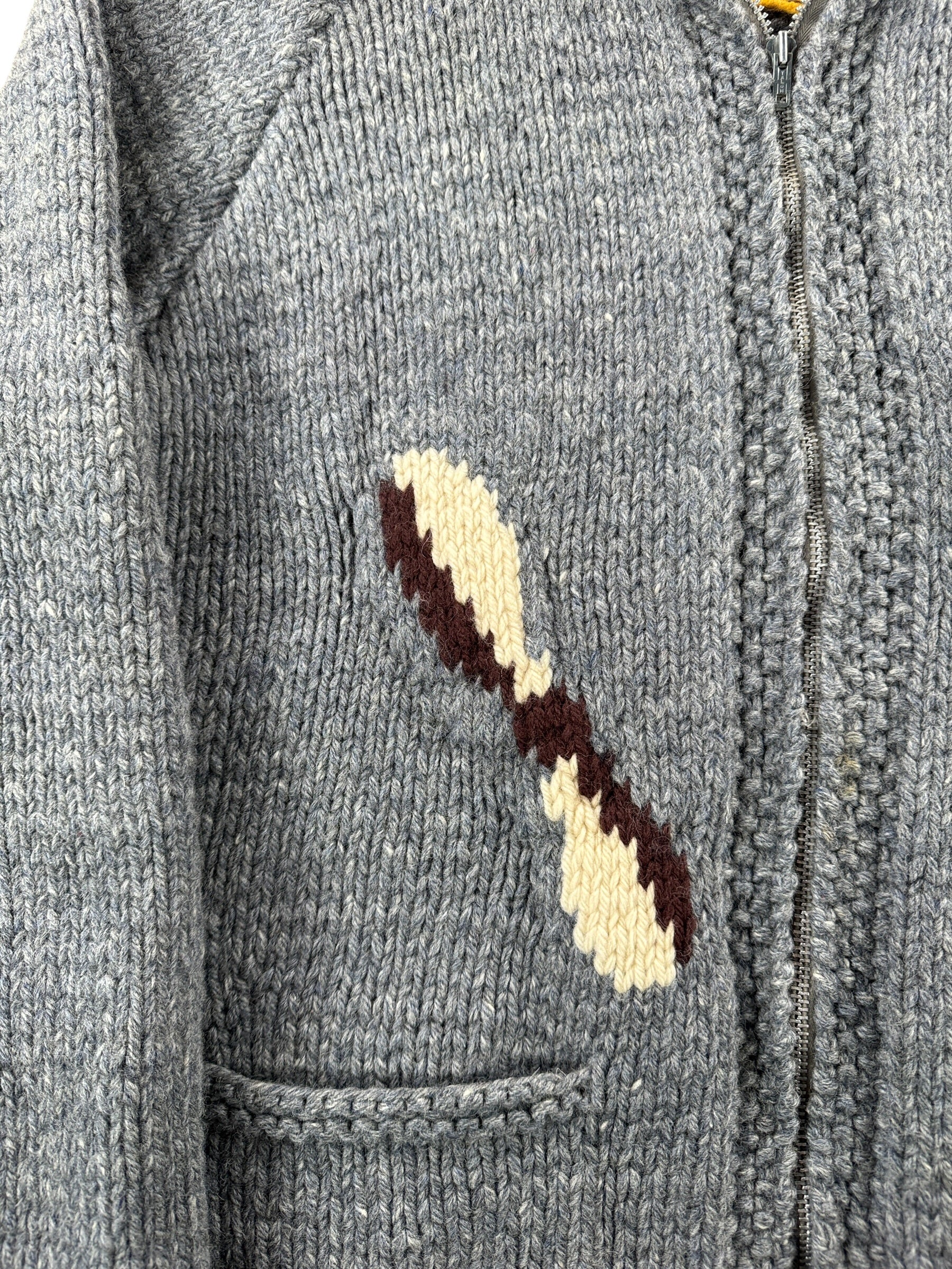 Design on Vintage Alaska Bush Plane Cowichan Style Sweater SZ XL