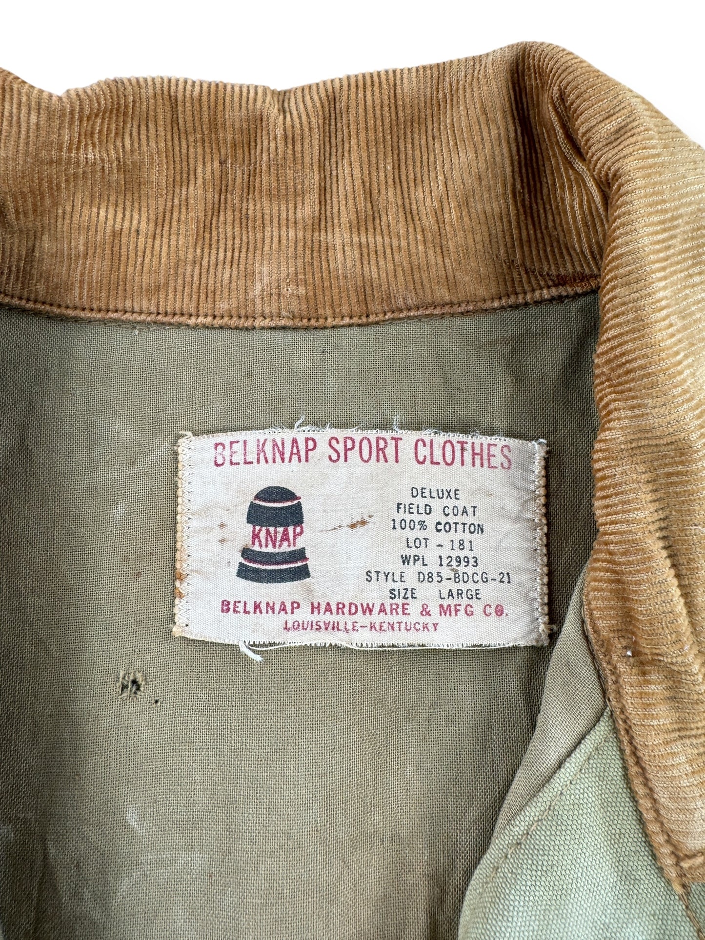 Tag on Vintage Belknap Hunting Jacket w/ Patches SZ L AS IS