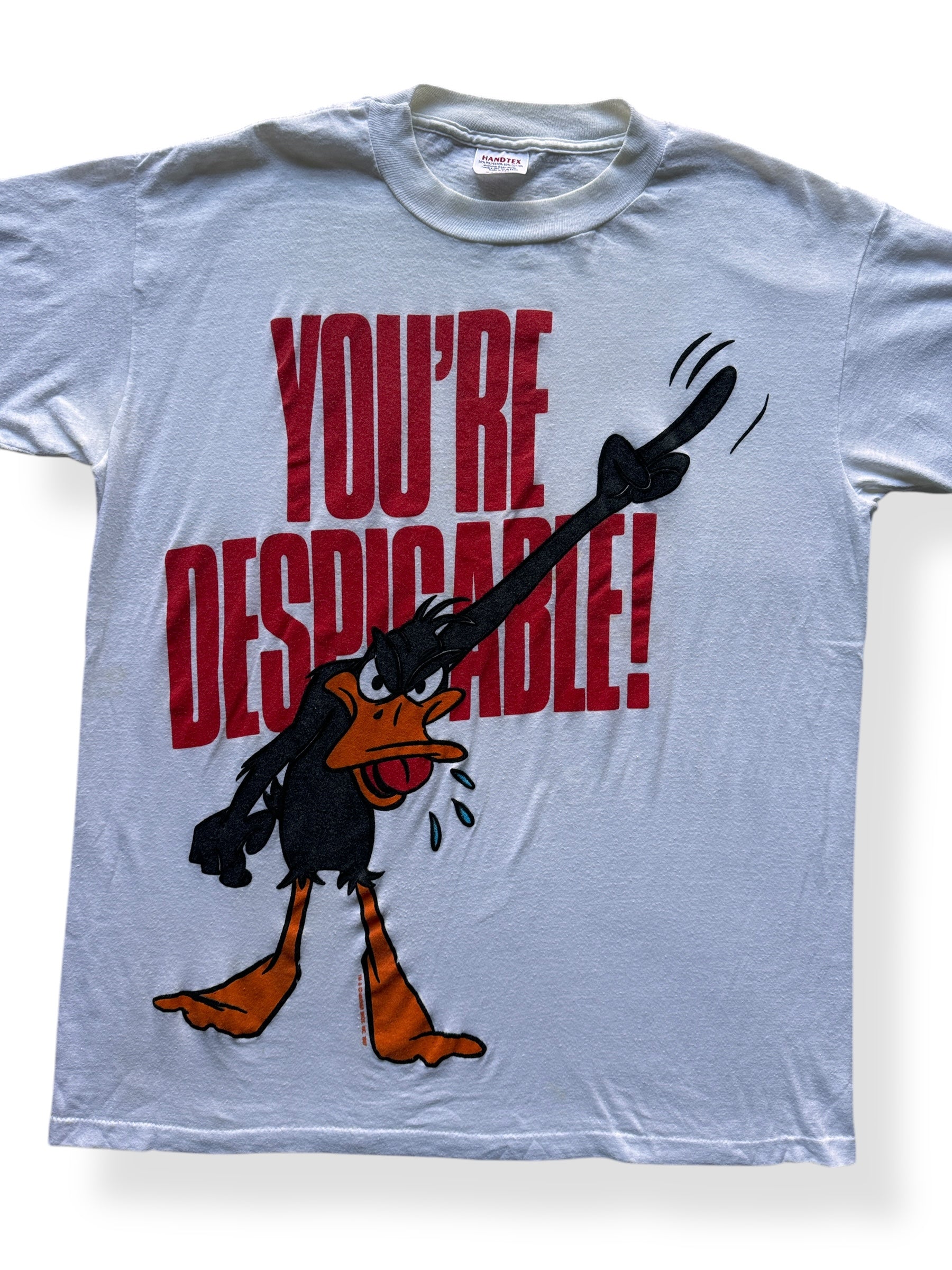 Front Close Up of Vintage 1987 Daffy Duck You're Despicable Tee SZ XL