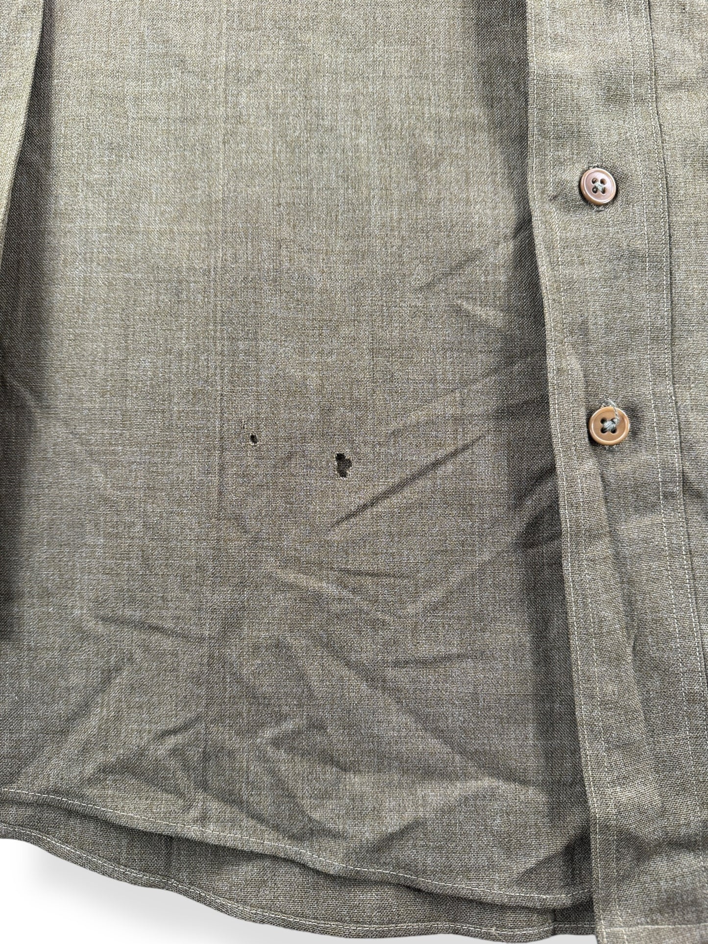 Hole on Vintage Wool Military Button Up Top SZ L AS IS